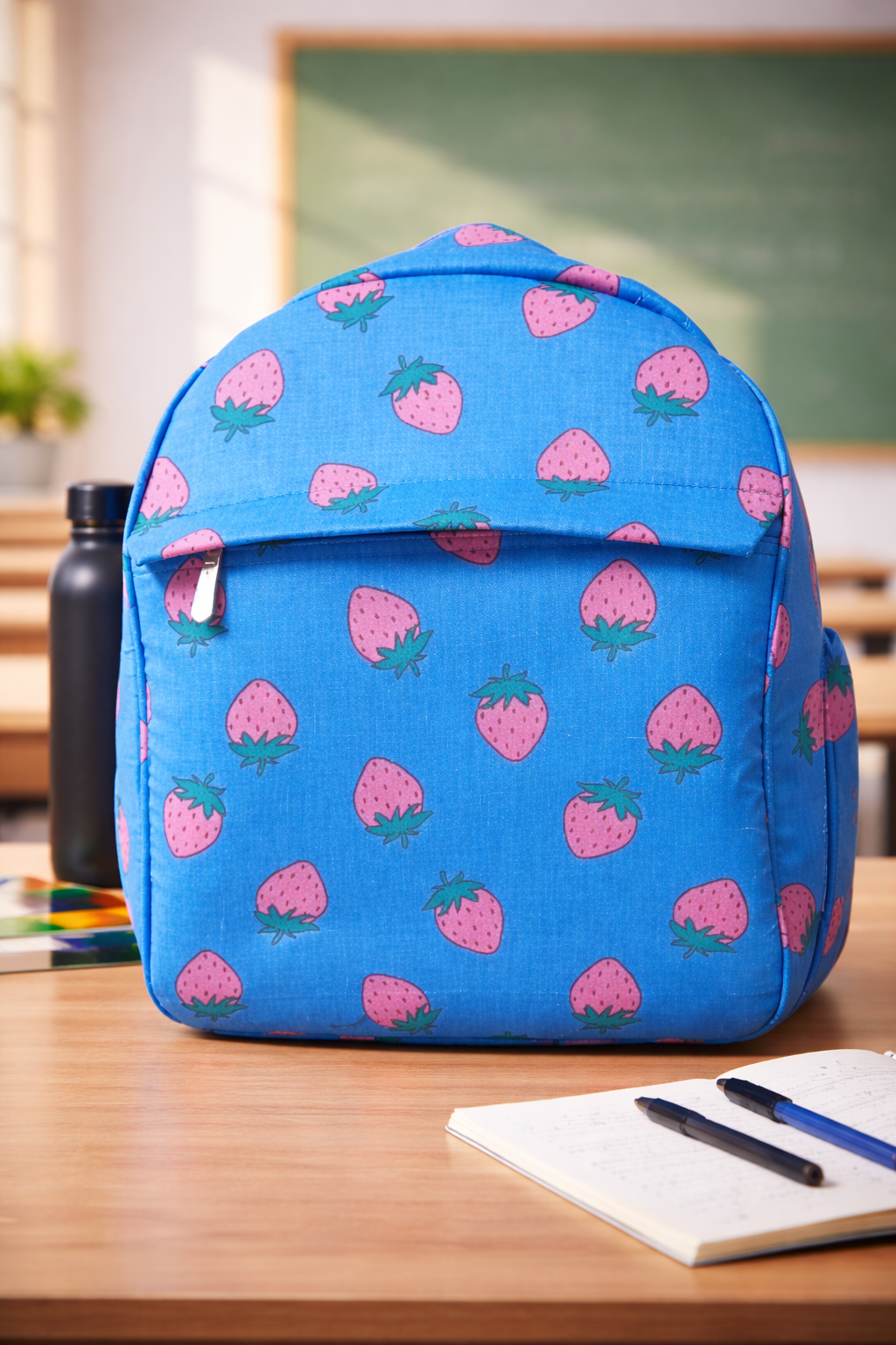 Blue Printed Backpack – Cute Lightweight School Bag for Kids & Teens