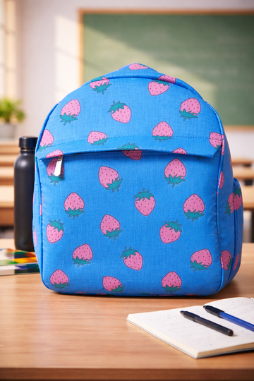 Blue Printed Backpack – Cute Lightweight School Bag for Kids & Teens