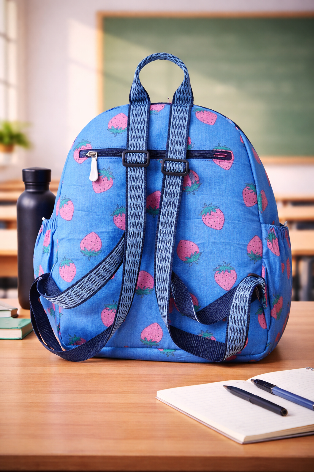 Blue Printed Backpack – Cute Lightweight School Bag for Kids & Teens