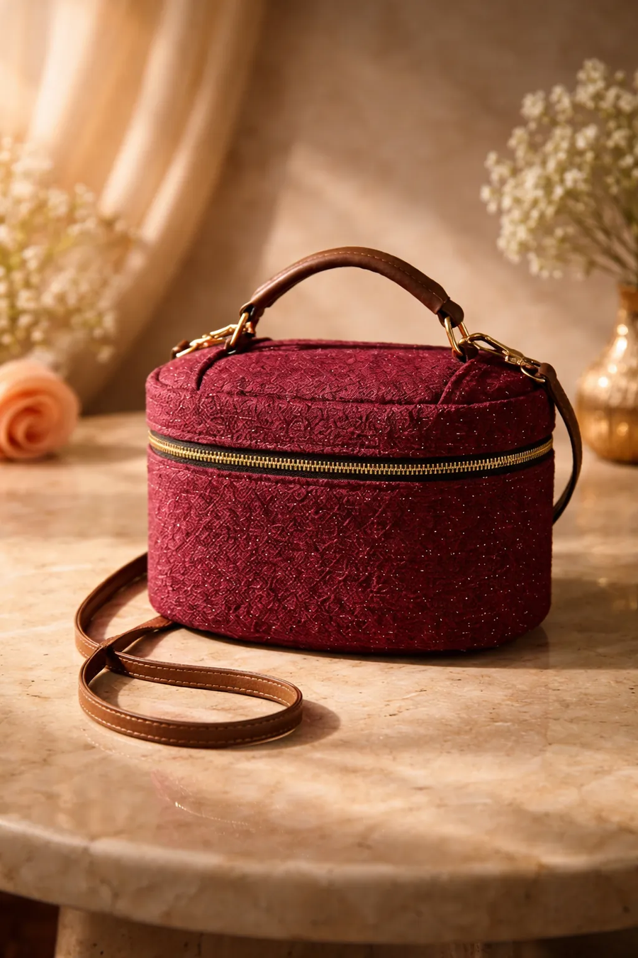Women Round Sling Bag | Stylish Crossbody Handbag with Top Handle | Compact Shoulder Bag for Travel & Daily Use ensacworld