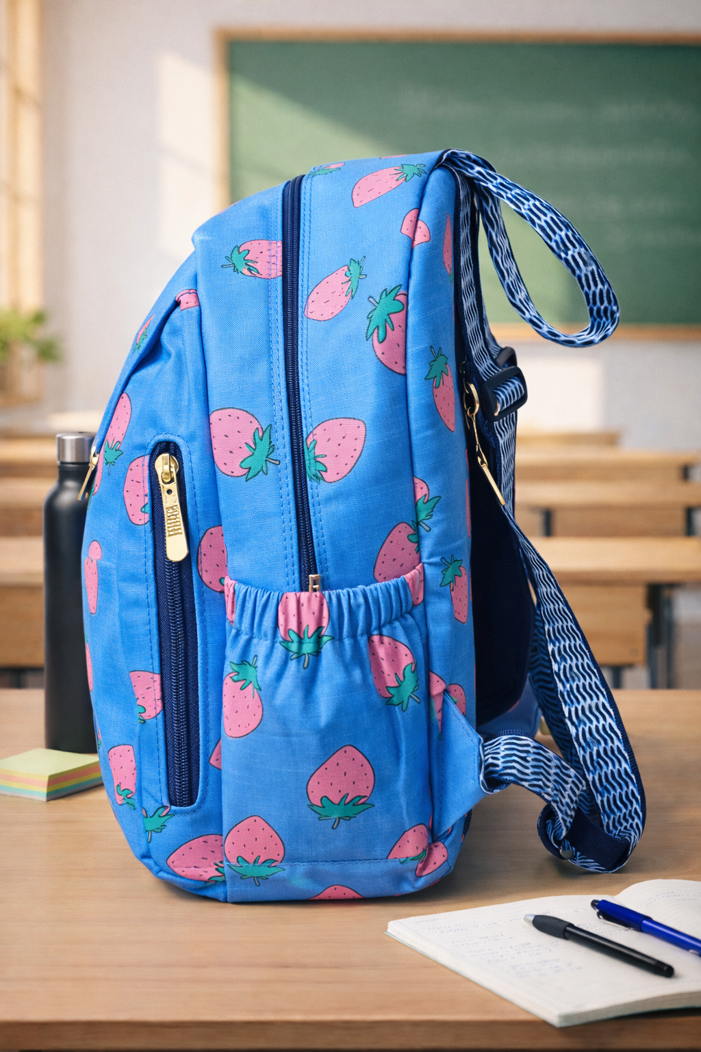 Blue Printed Backpack – Cute Lightweight School Bag for Kids & Teens