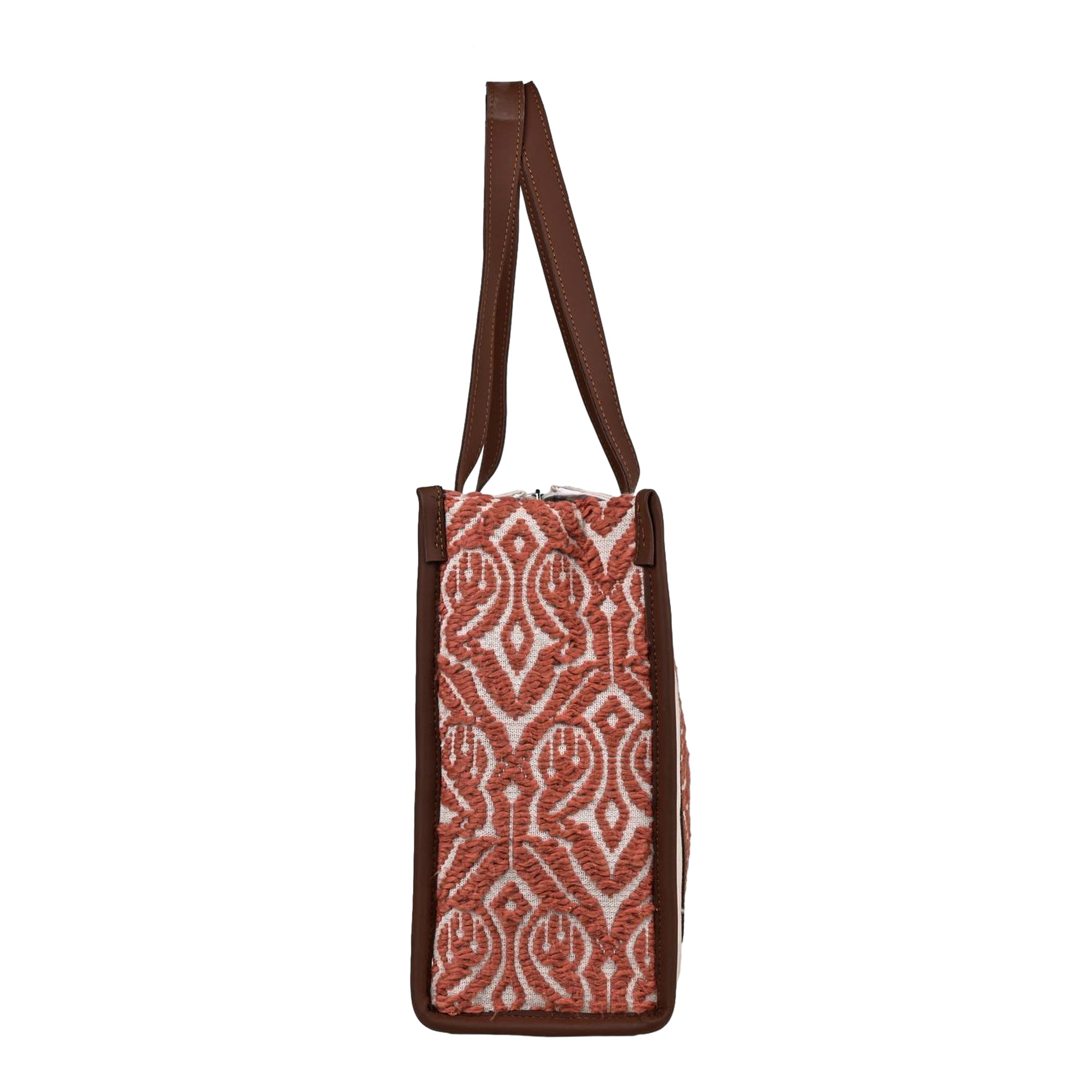 Ensac's Premium Tote Bag for Women | Ethnic Jacquard Rexine Fabric & Easy Carry Handles