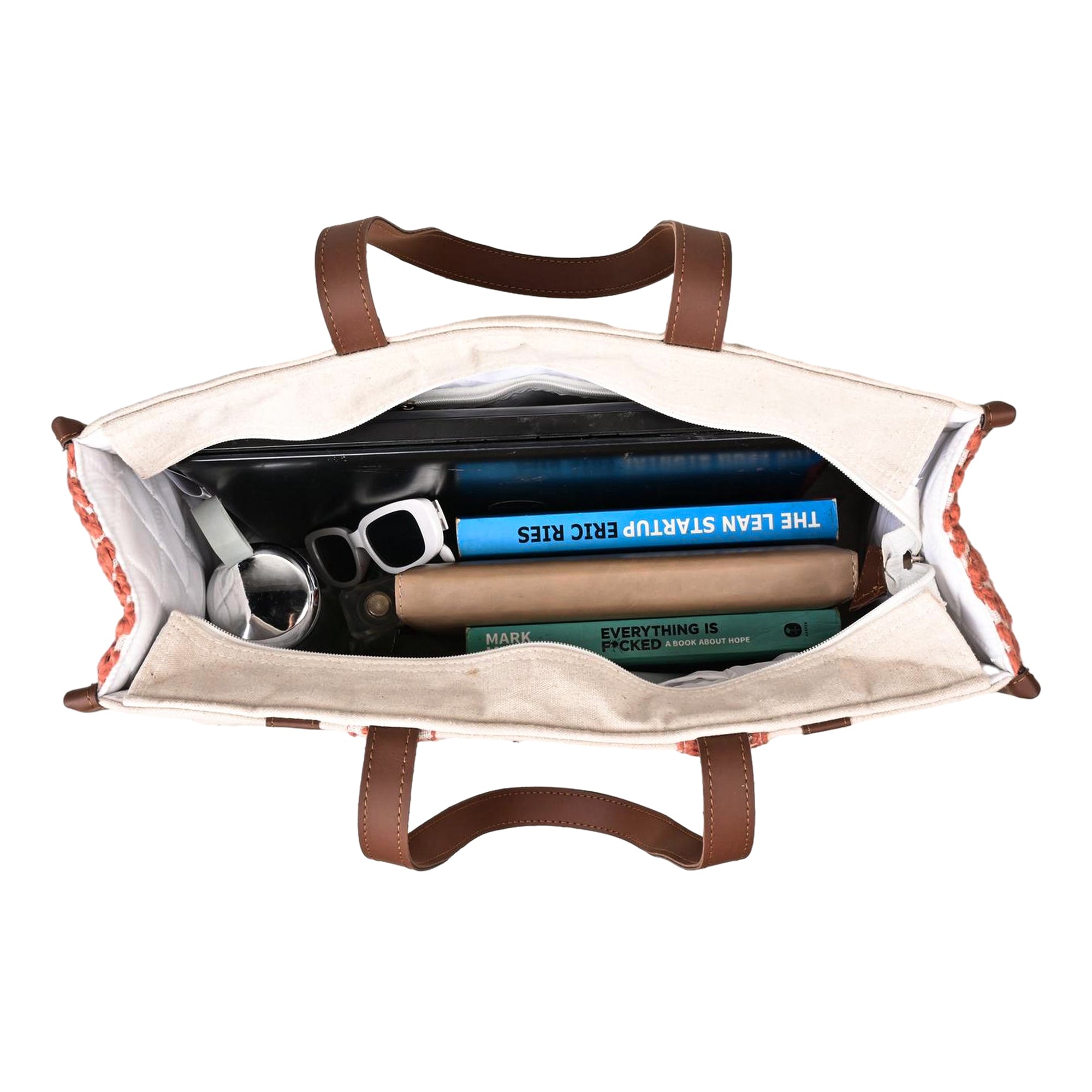 Ensac's Premium Tote Bag for Women | Ethnic Jacquard Rexine Fabric & Easy Carry Handles