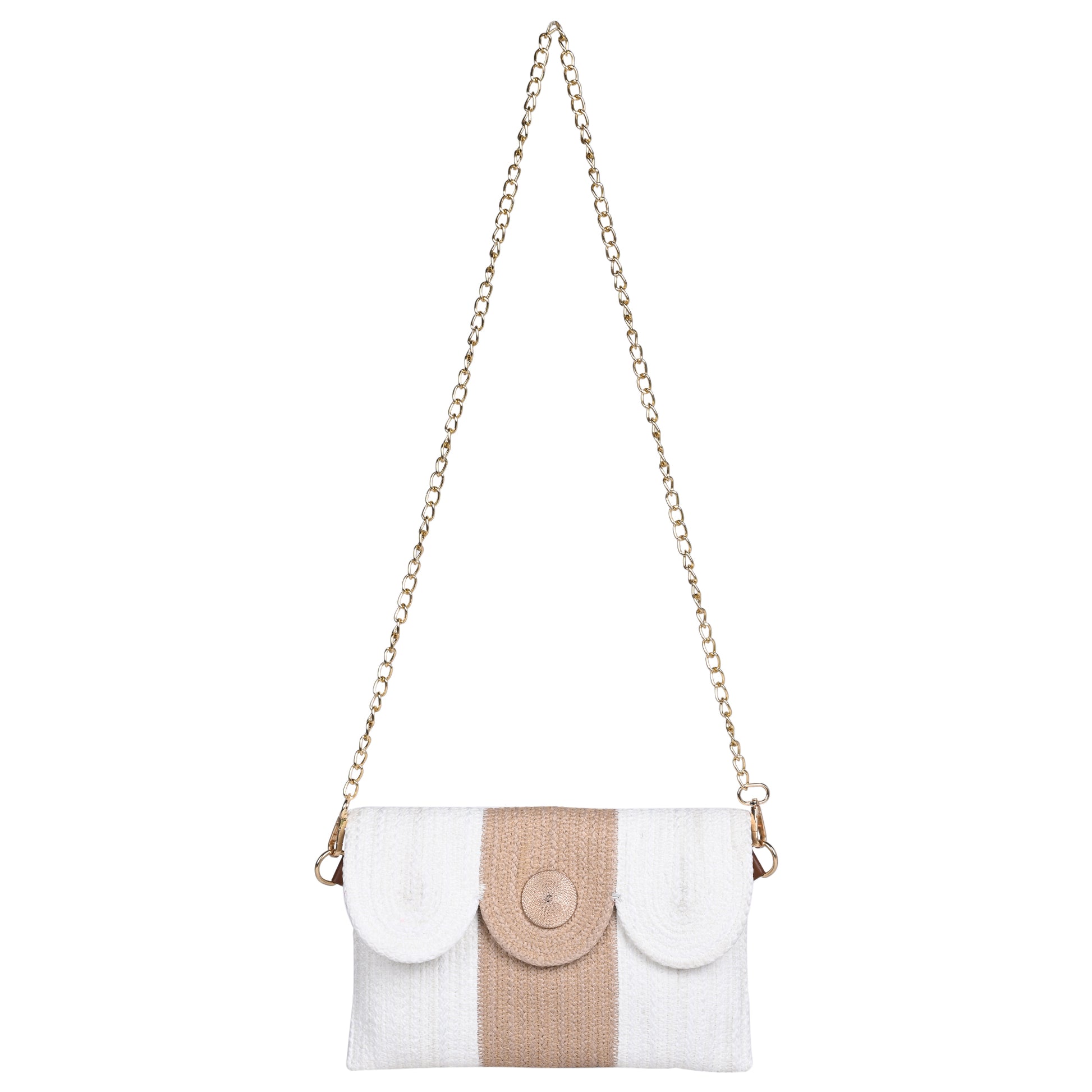 White, Beige Women's Premium Juterope Sling Bag