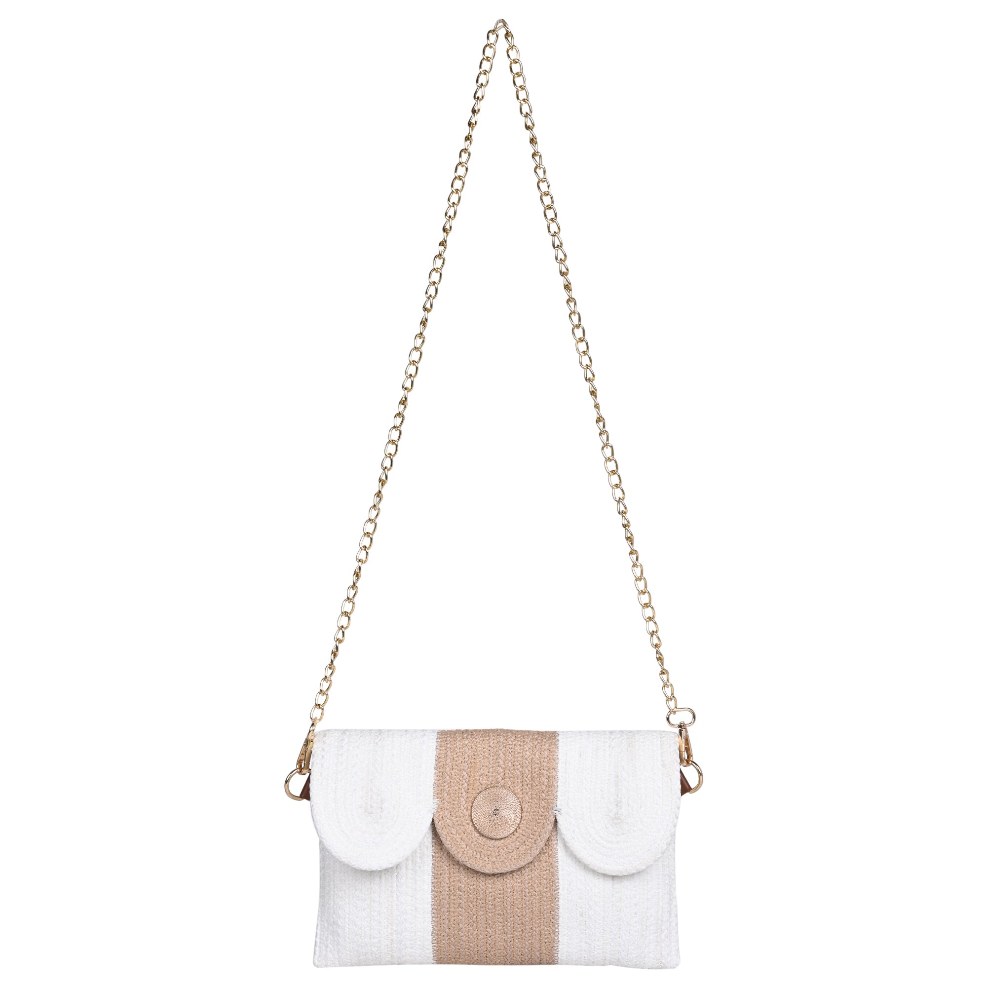 White, Beige Women's Premium Juterope Sling Bag