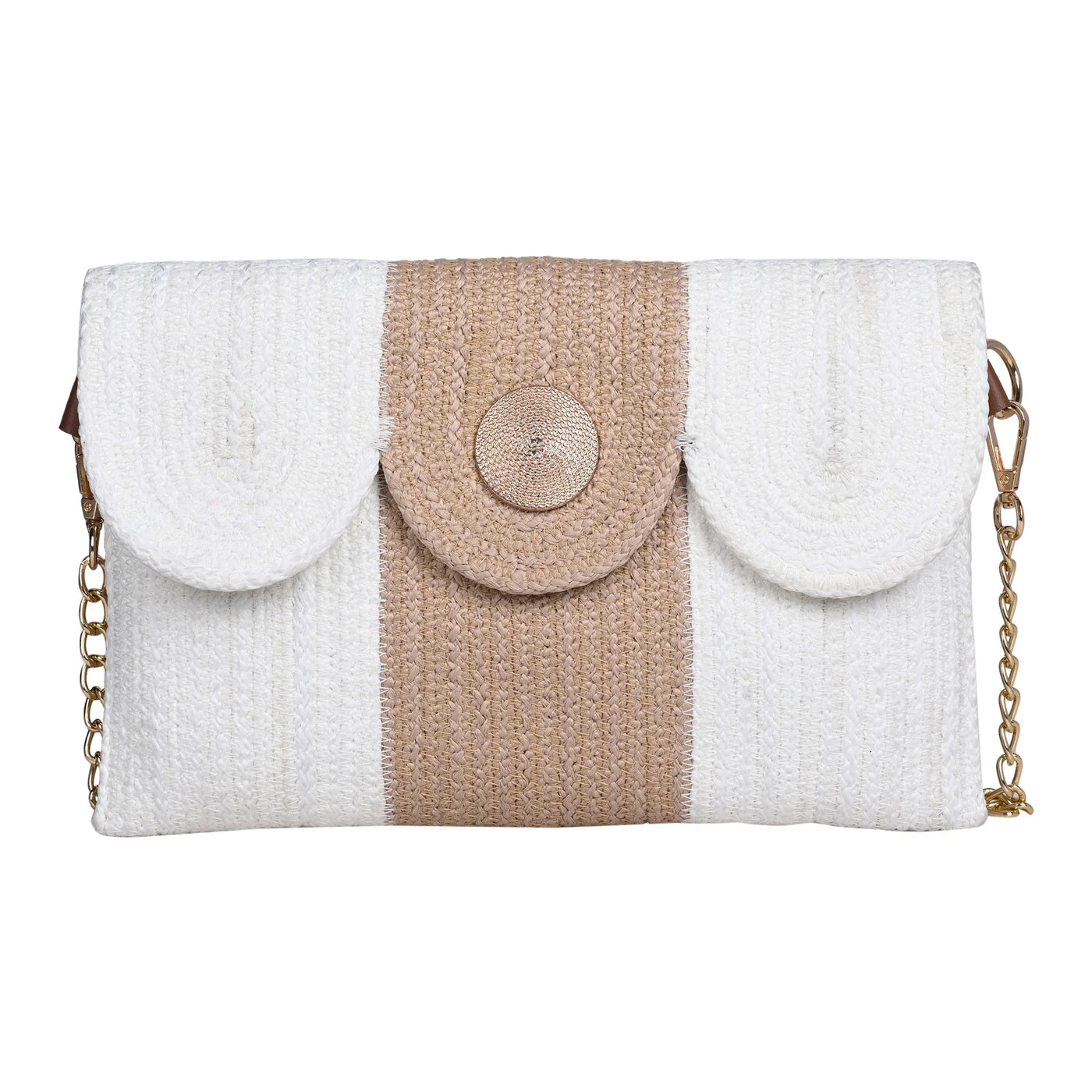 White, Beige Women's Premium Juterope Sling Bag