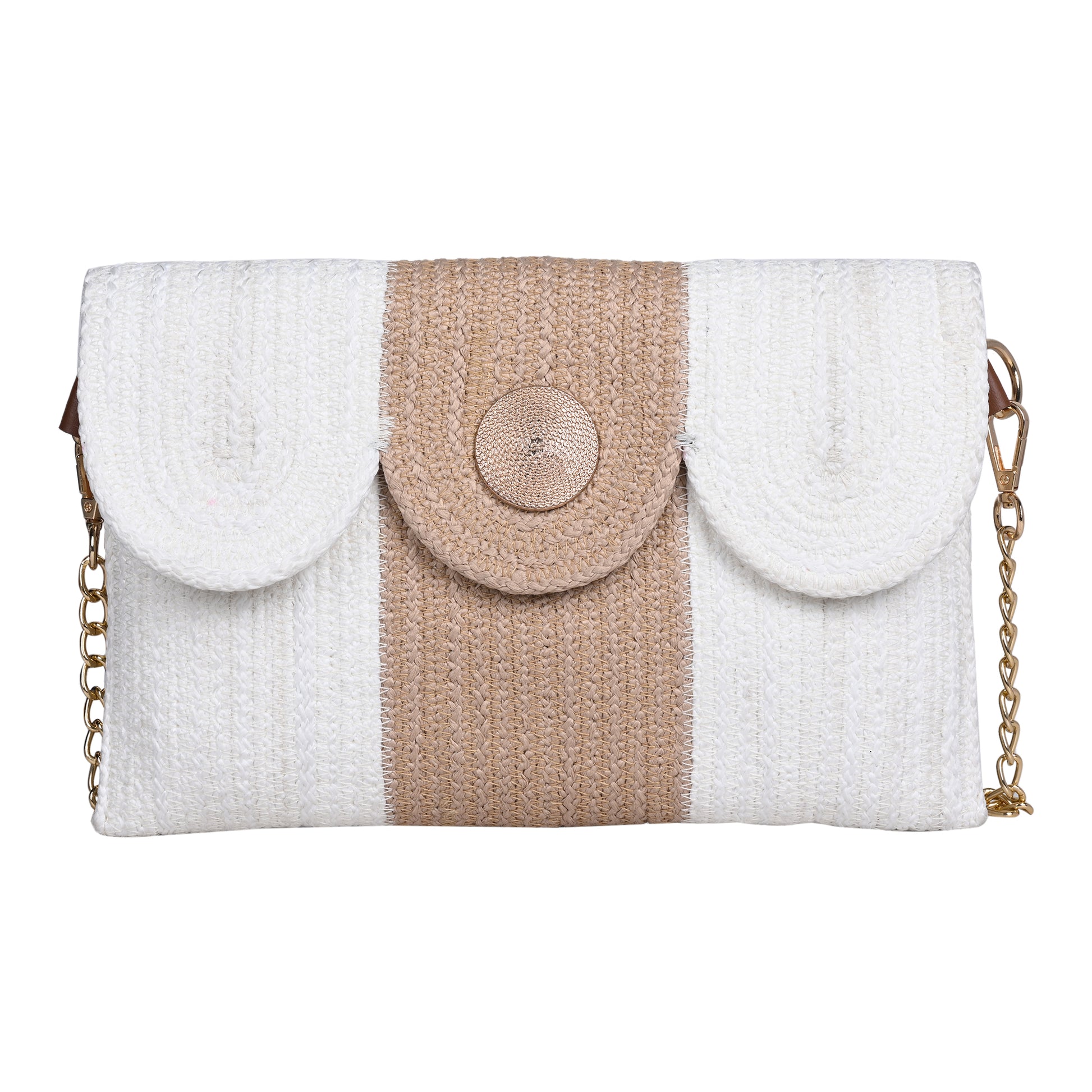 White, Beige Women's Premium Juterope Sling Bag