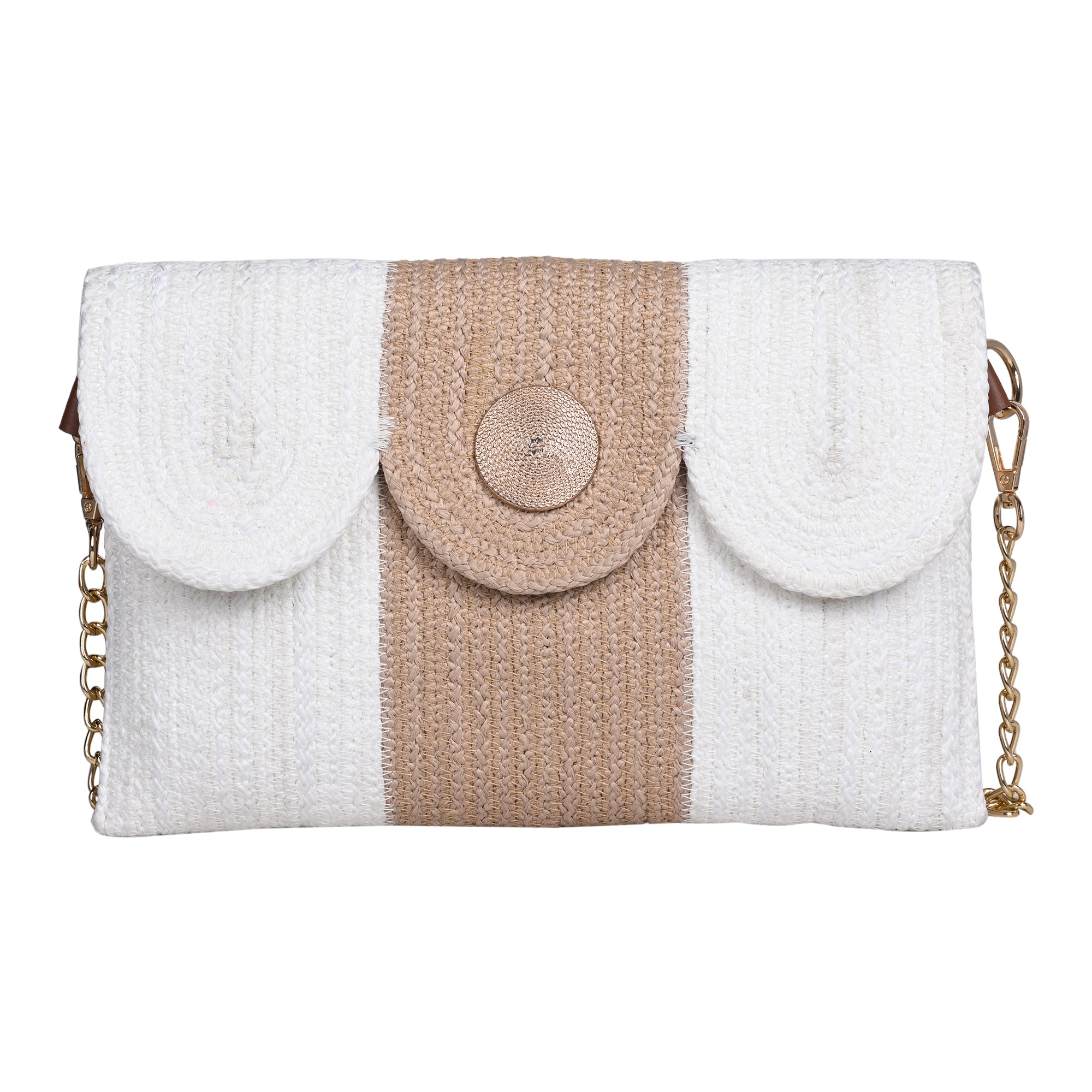 White, Beige Women's Premium Juterope Sling Bag