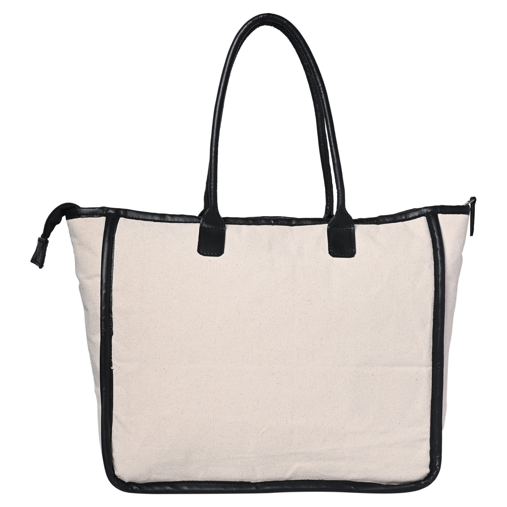 ENSAC cotton Canvas Side pocket Style white Black Tote bag for women & girls