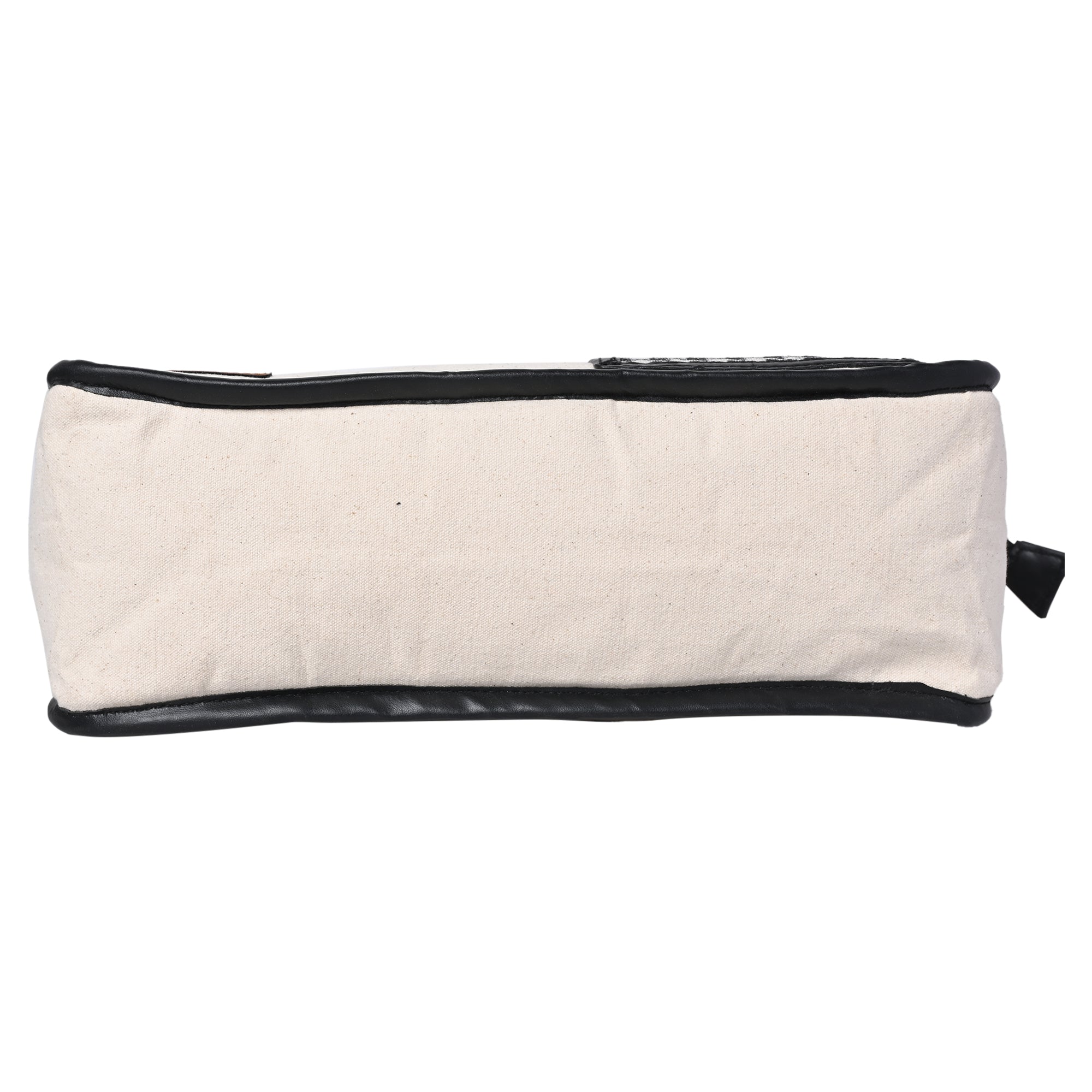 ENSAC cotton Canvas Side pocket Style white Black Tote bag for women & girls