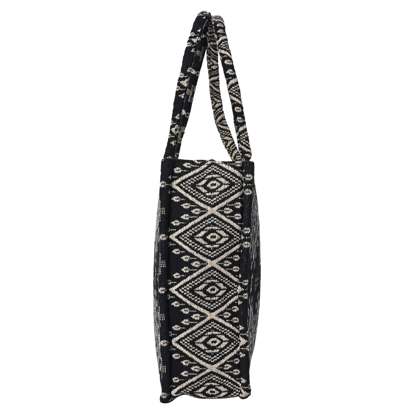 ENSAC Cotton Jacquard Black Tote bag for women & Girls
