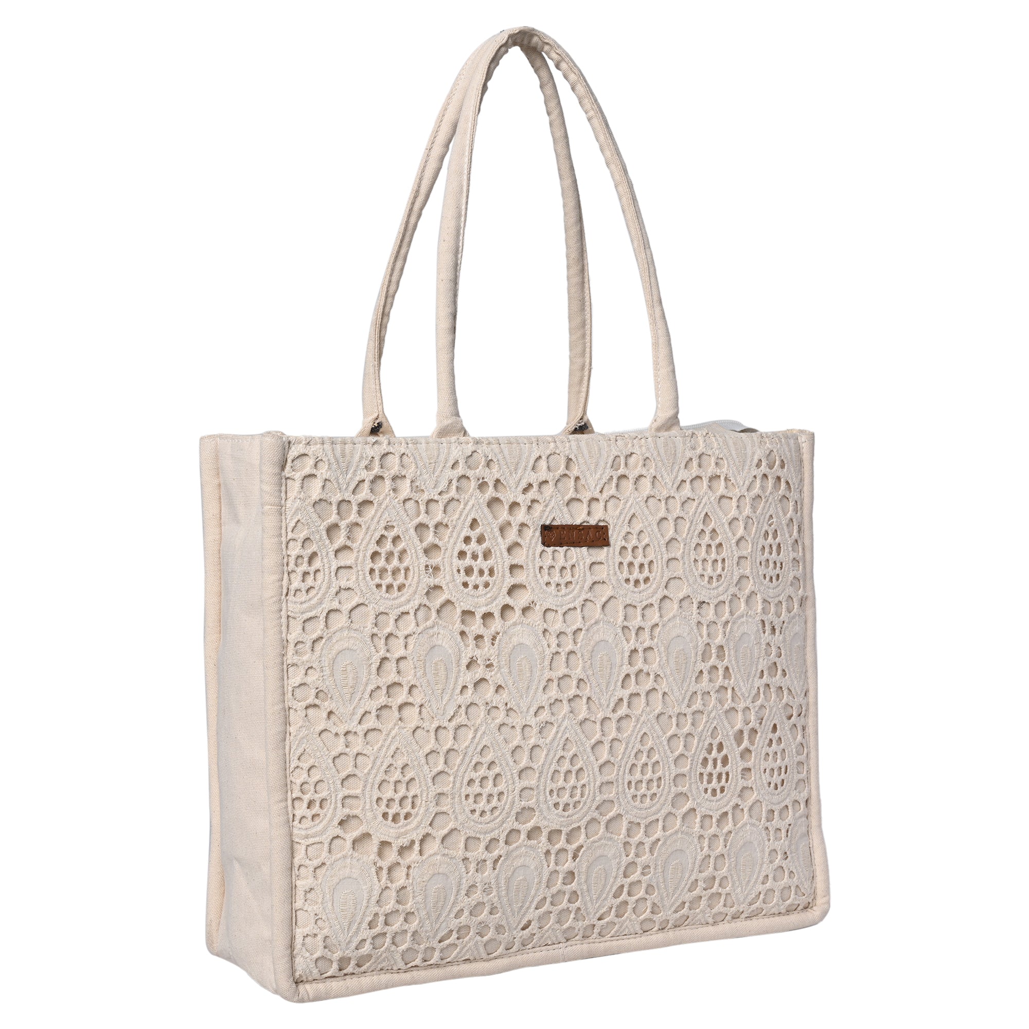 ENSAC Cotton Jacquard Green Tote bag for women & Girls