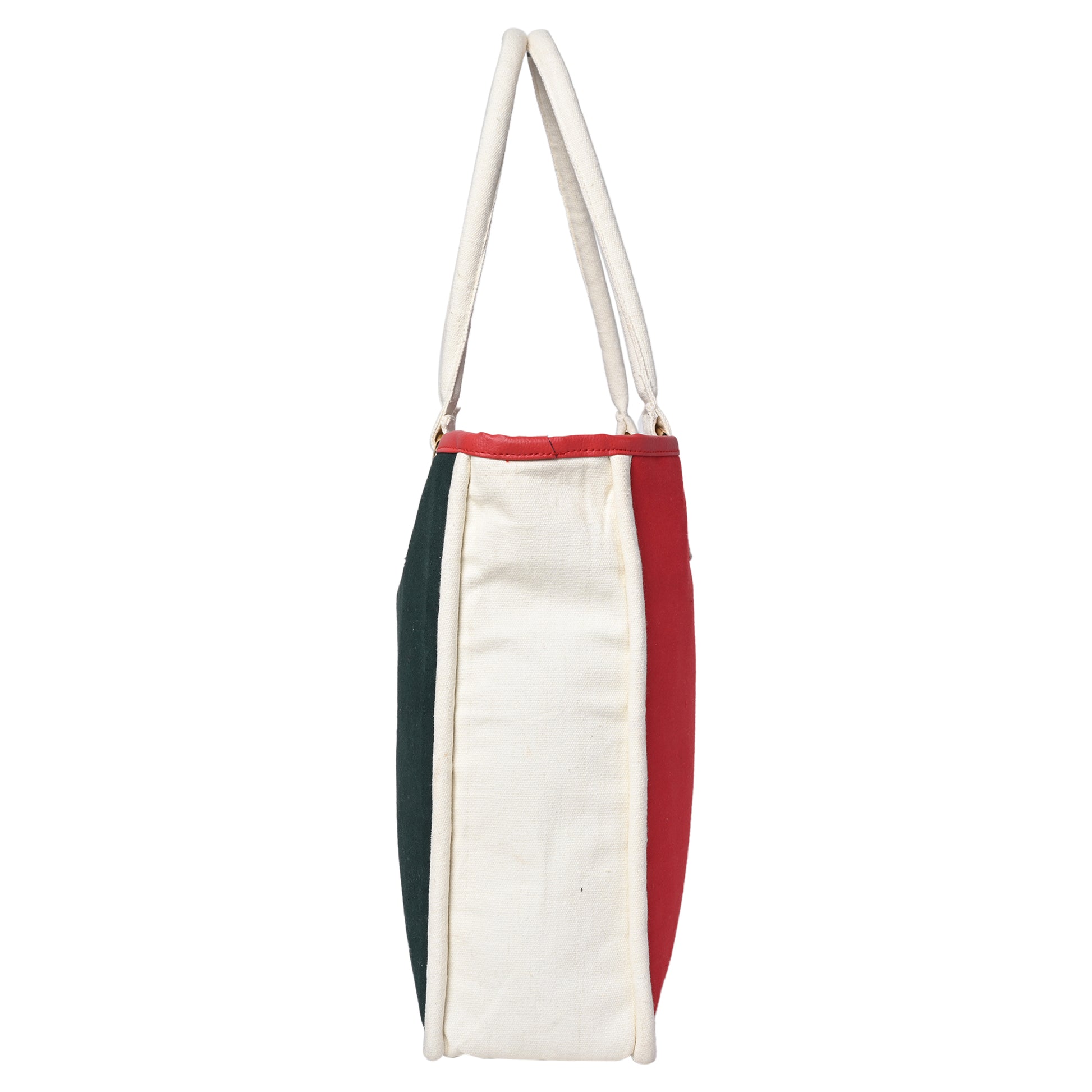 ENSAC cotton Canvas Red Green Tote bag for women & girls