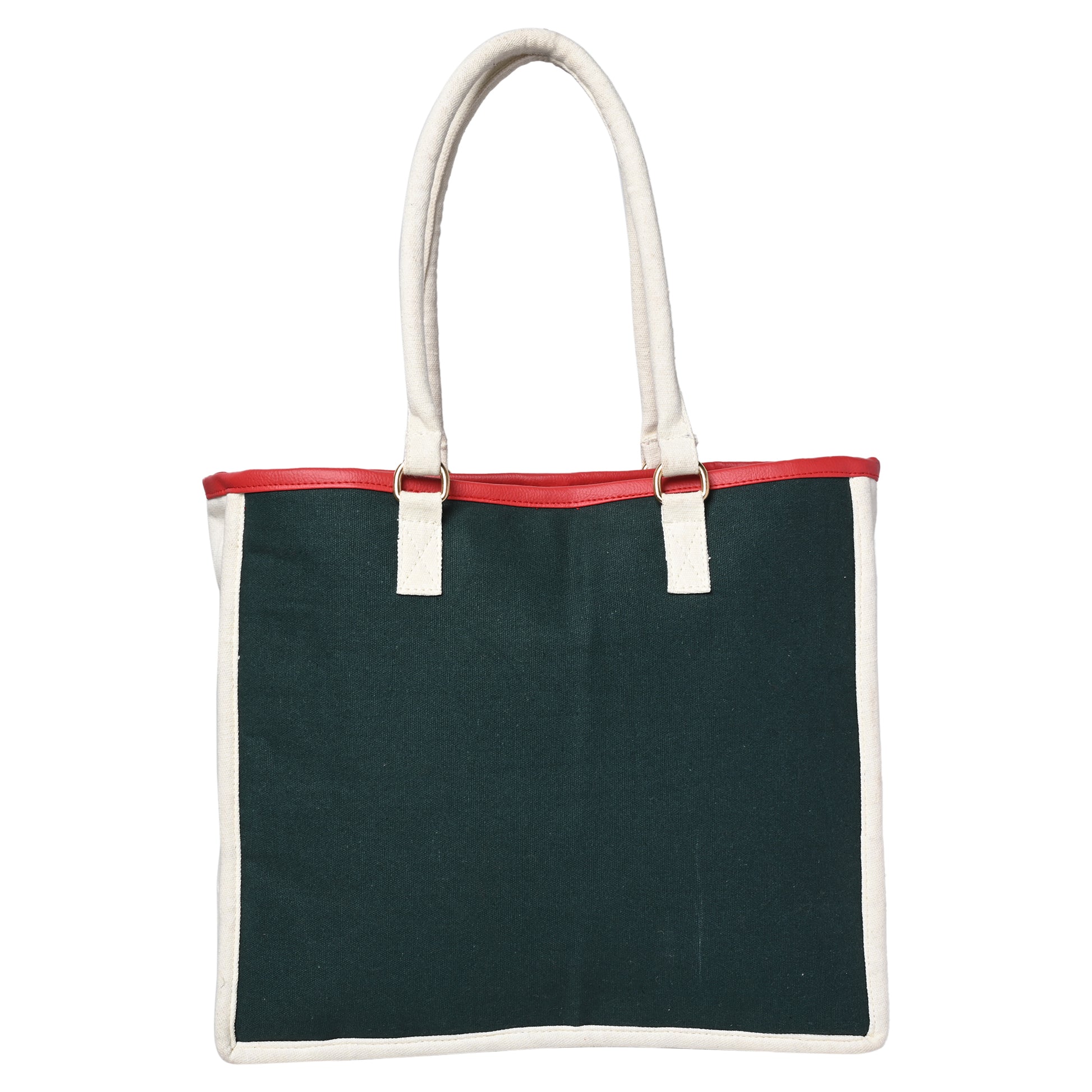 ENSAC cotton Canvas Red Green Tote bag for women & girls