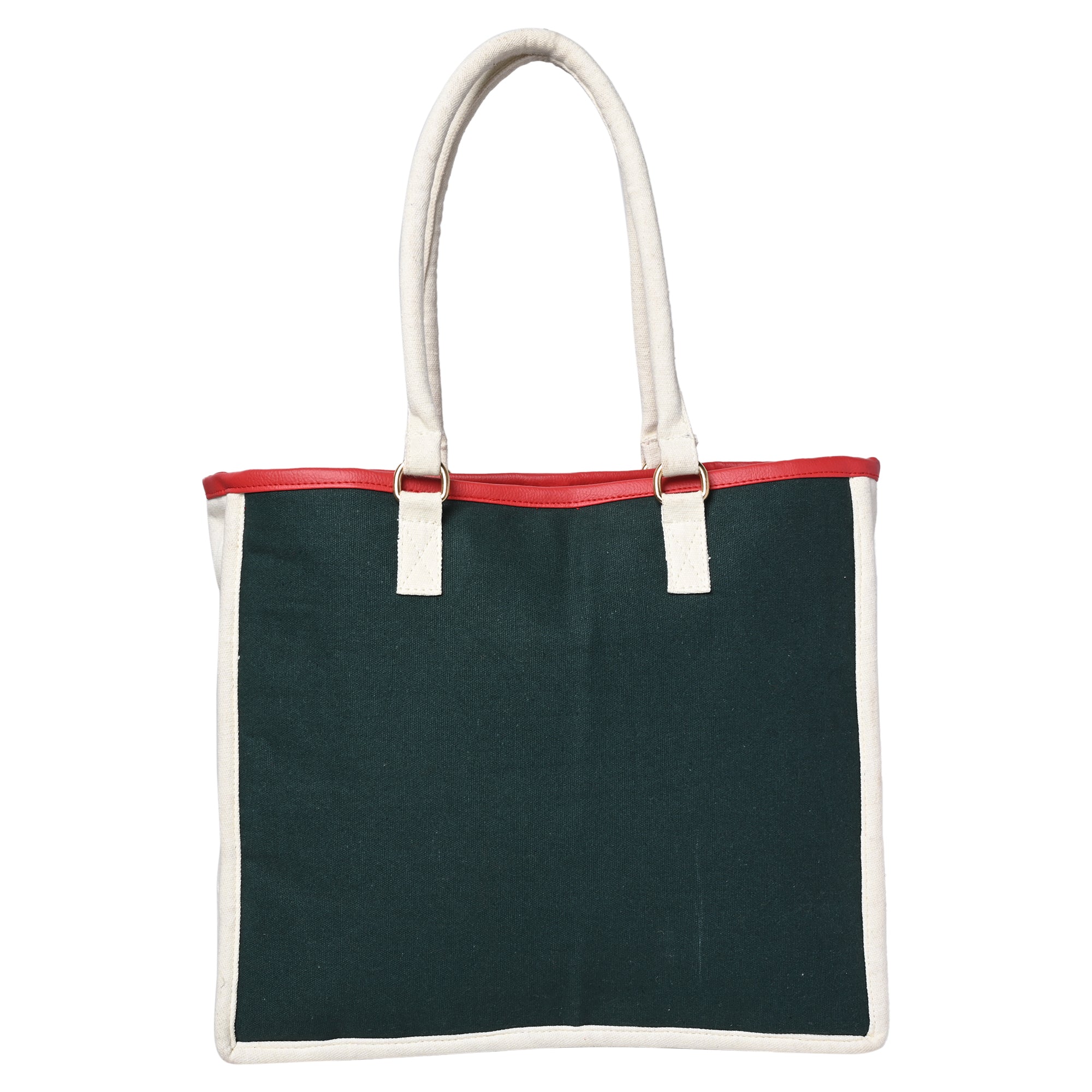 ENSAC cotton Canvas Red Green Tote bag for women & girls