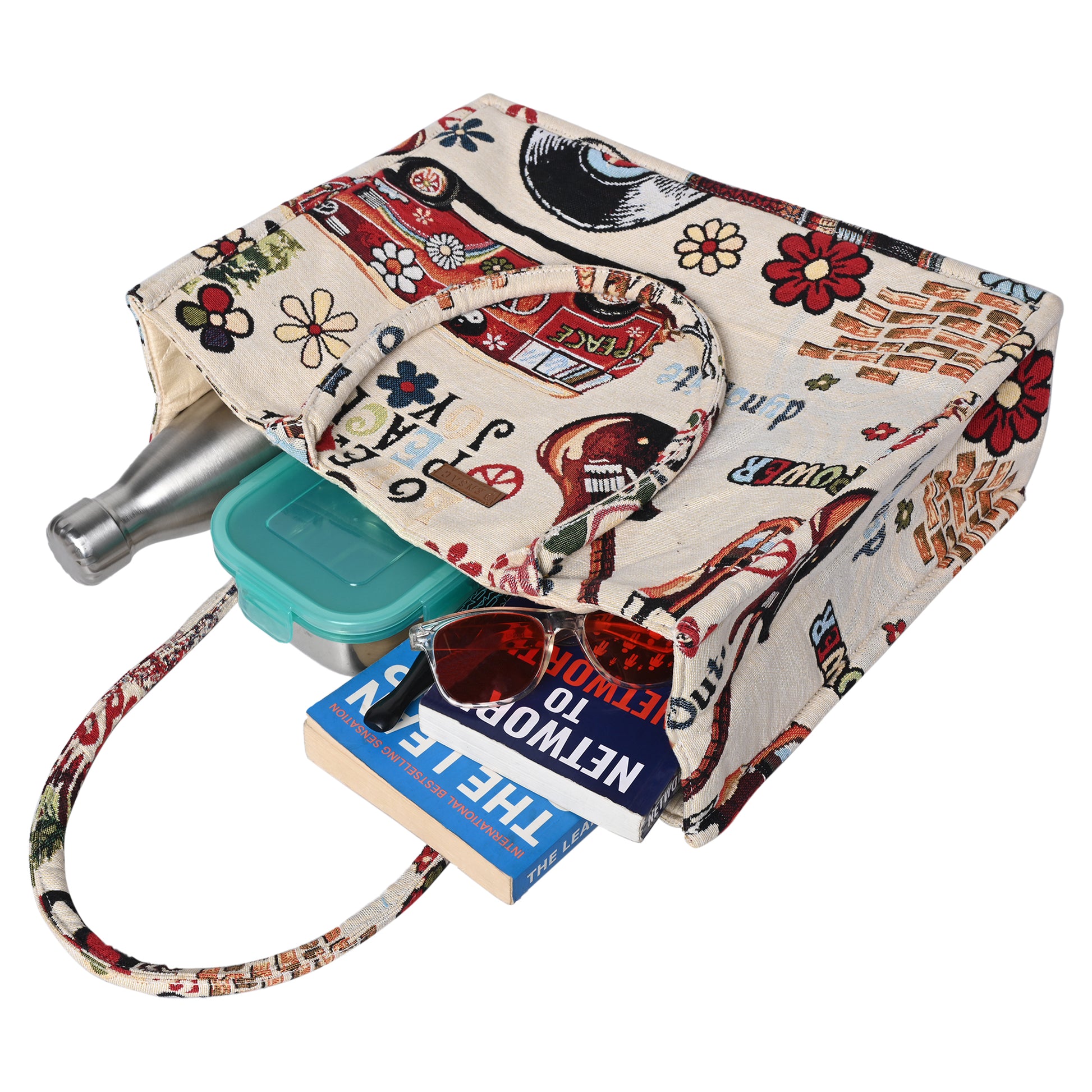 Ensac Printed Jacquard Fabric Tote Bag for Women | Stylish Art Design, Spacious & Easy to Carry TOTE-CONTEMP-BIG