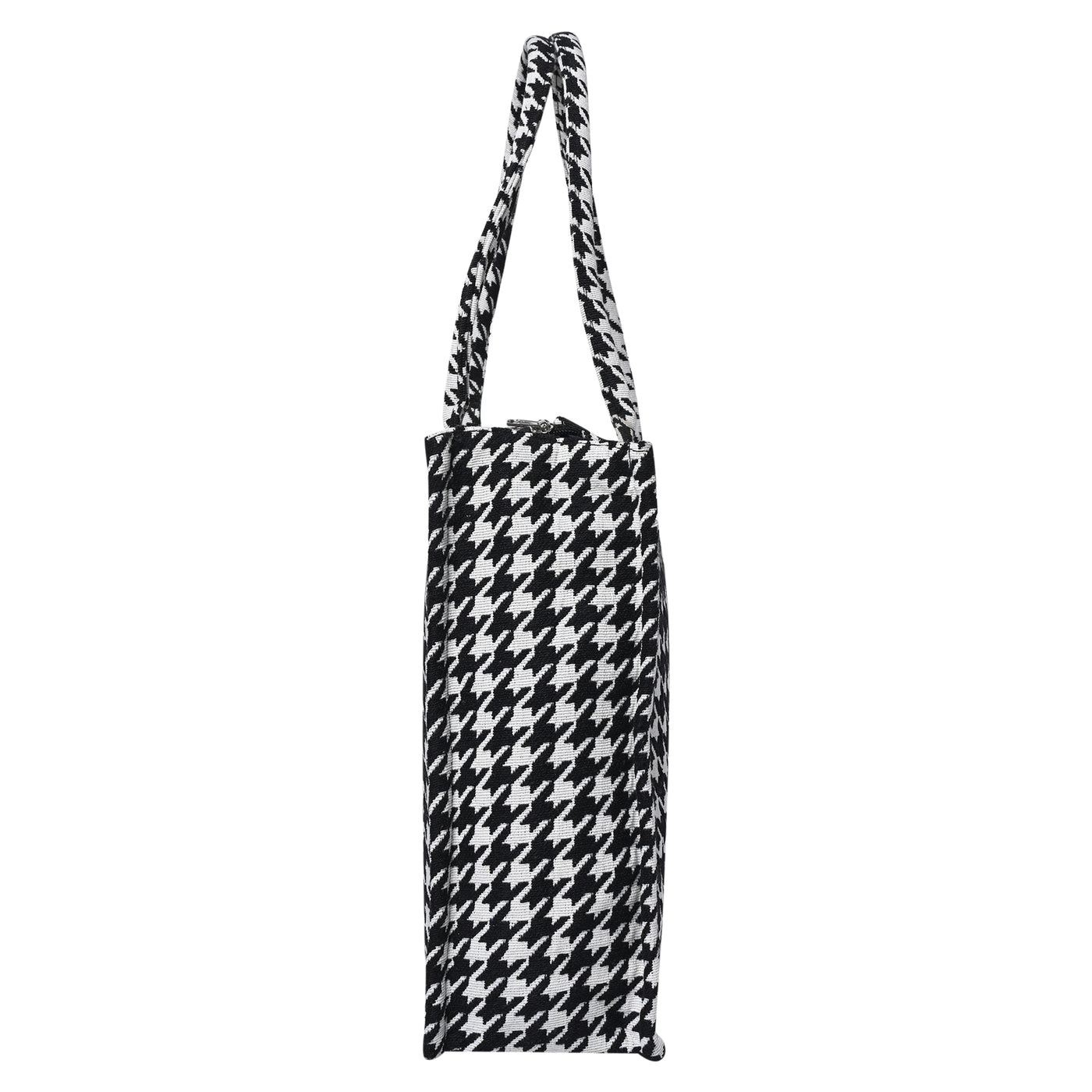 Ensac Jacquard Fabric Shoulder Bag | Chevron Style, Lightweight & Smart Look TOTE-HOUNDSTOOTH- BIG