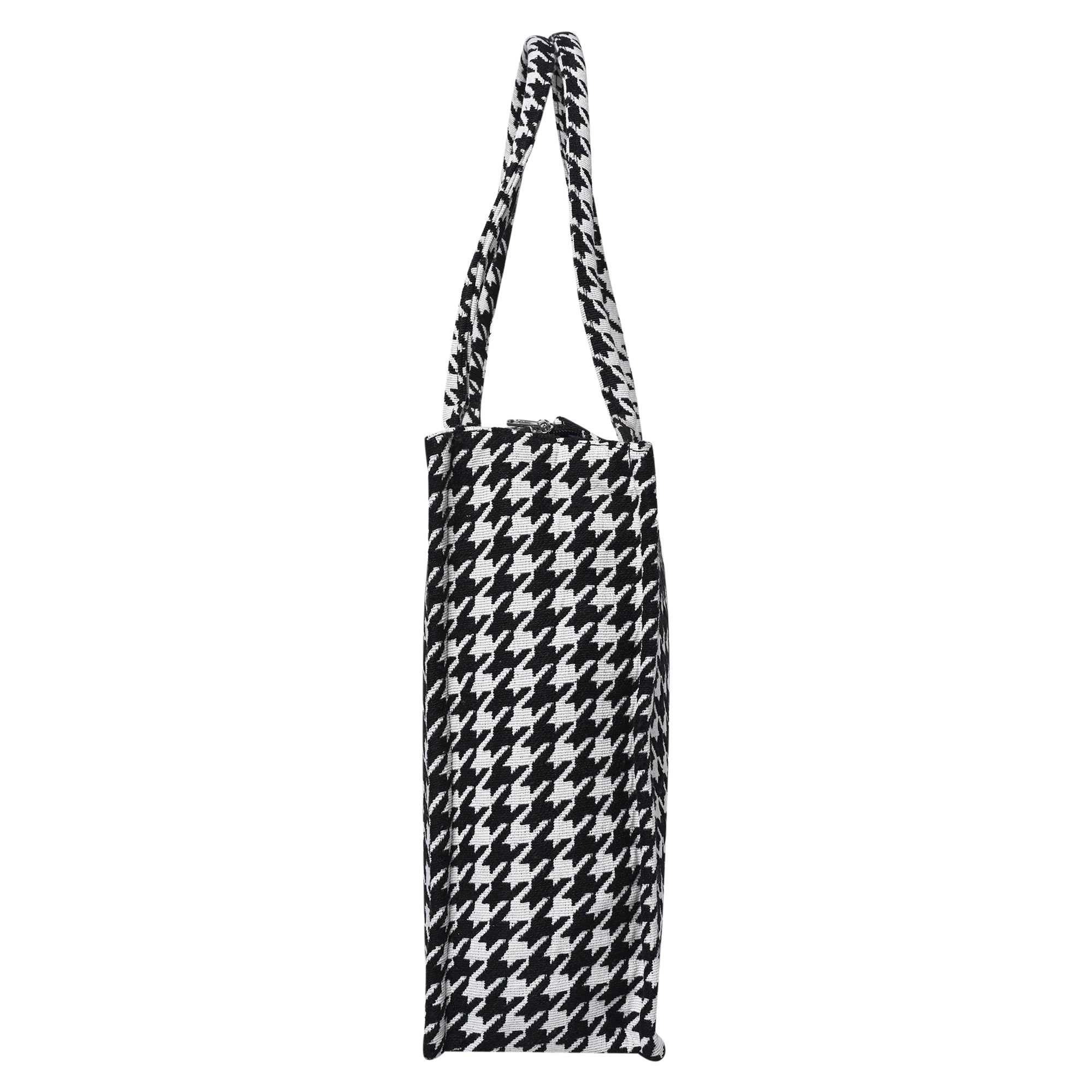 Ensac Jacquard Fabric Shoulder Bag | Chevron Style, Lightweight & Smart Look TOTE-HOUNDSTOOTH- BIG