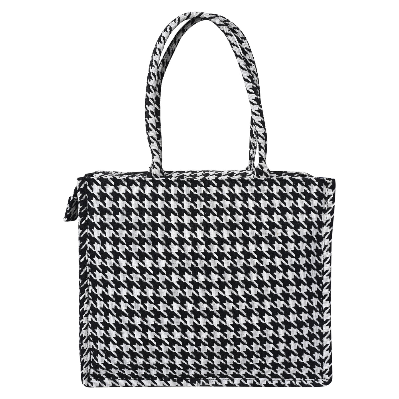 Ensac Jacquard Fabric Shoulder Bag | Chevron Style, Lightweight & Smart Look TOTE-HOUNDSTOOTH- BIG