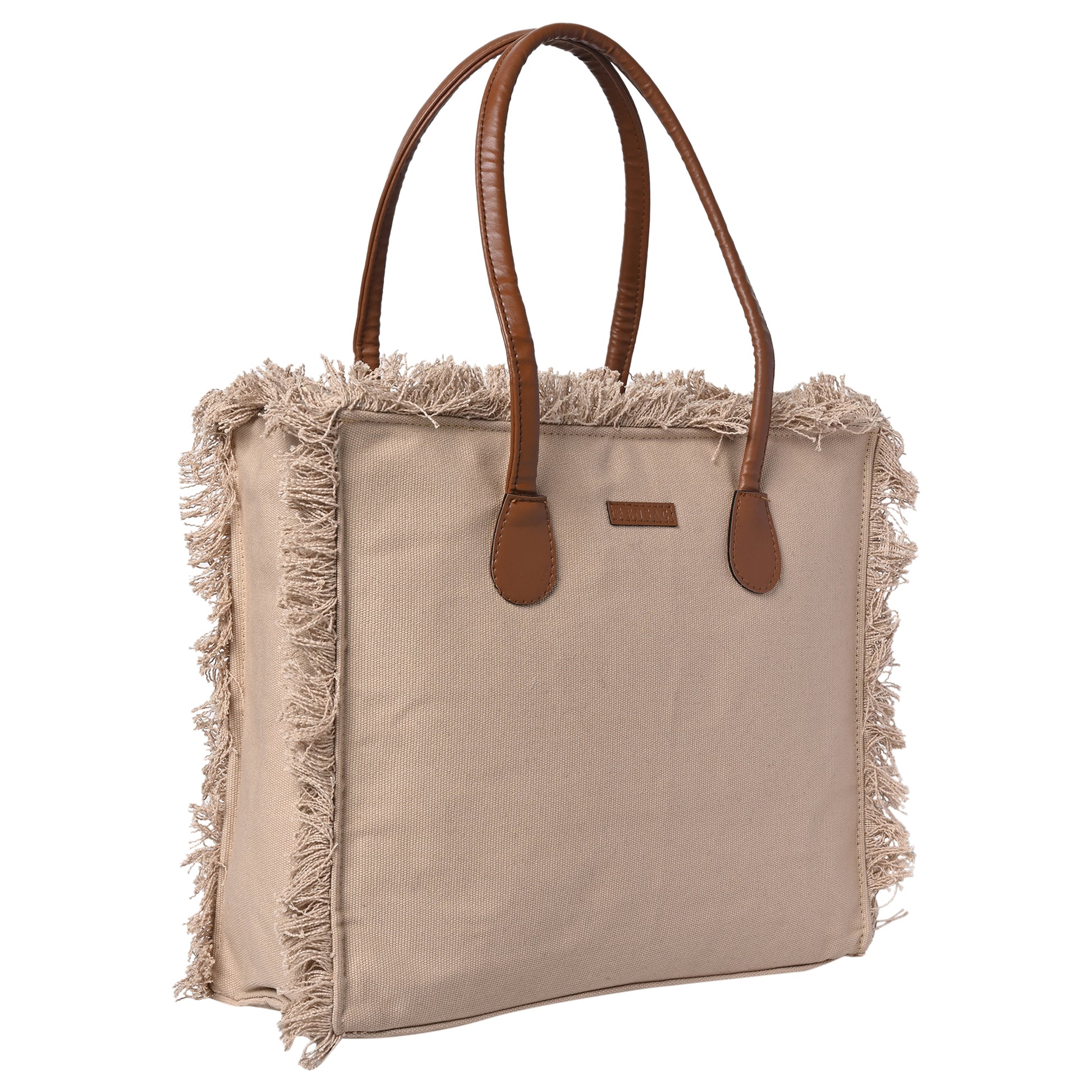 Ensac Women’s Premium Jacquard Fabric Bag | Easy to Carry & Everyday Use TOTE-CANVAS-BEIGE-BIG
