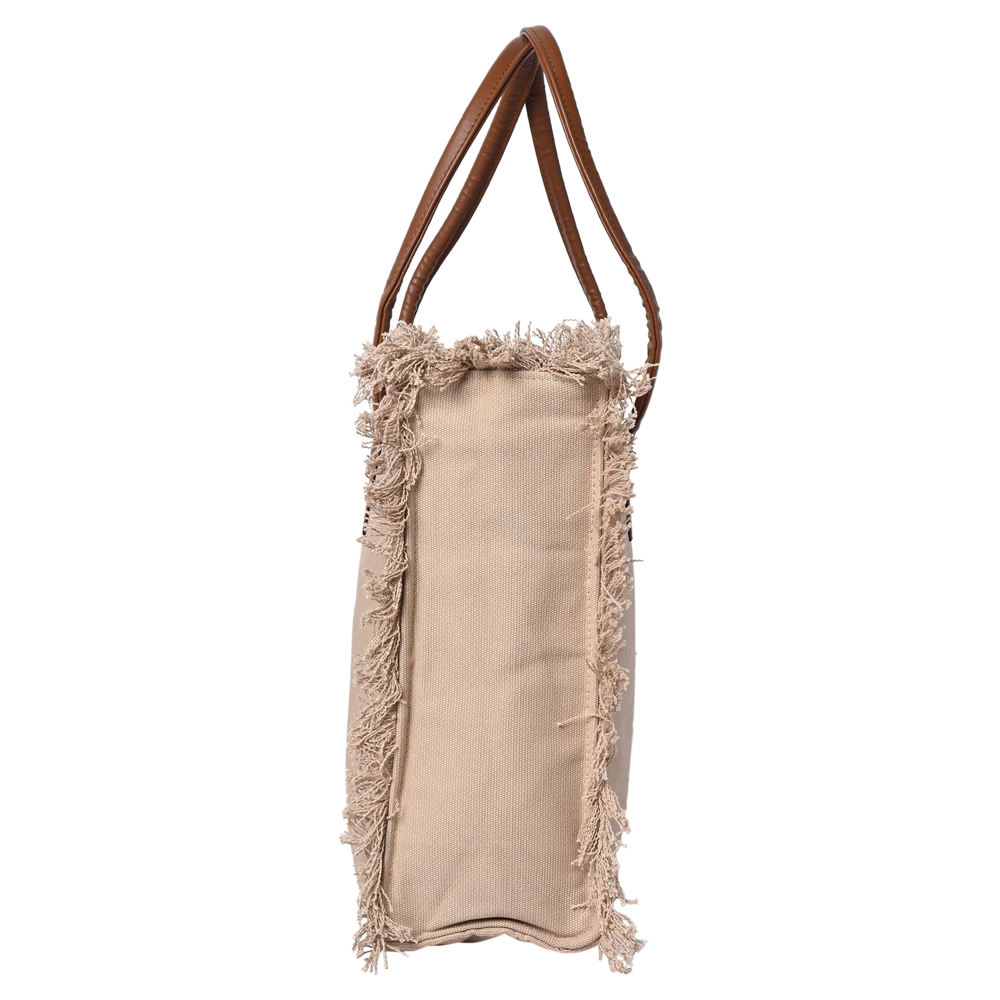 Ensac Women’s Premium Jacquard Fabric Bag | Easy to Carry & Everyday Use TOTE-CANVAS-BEIGE-BIG