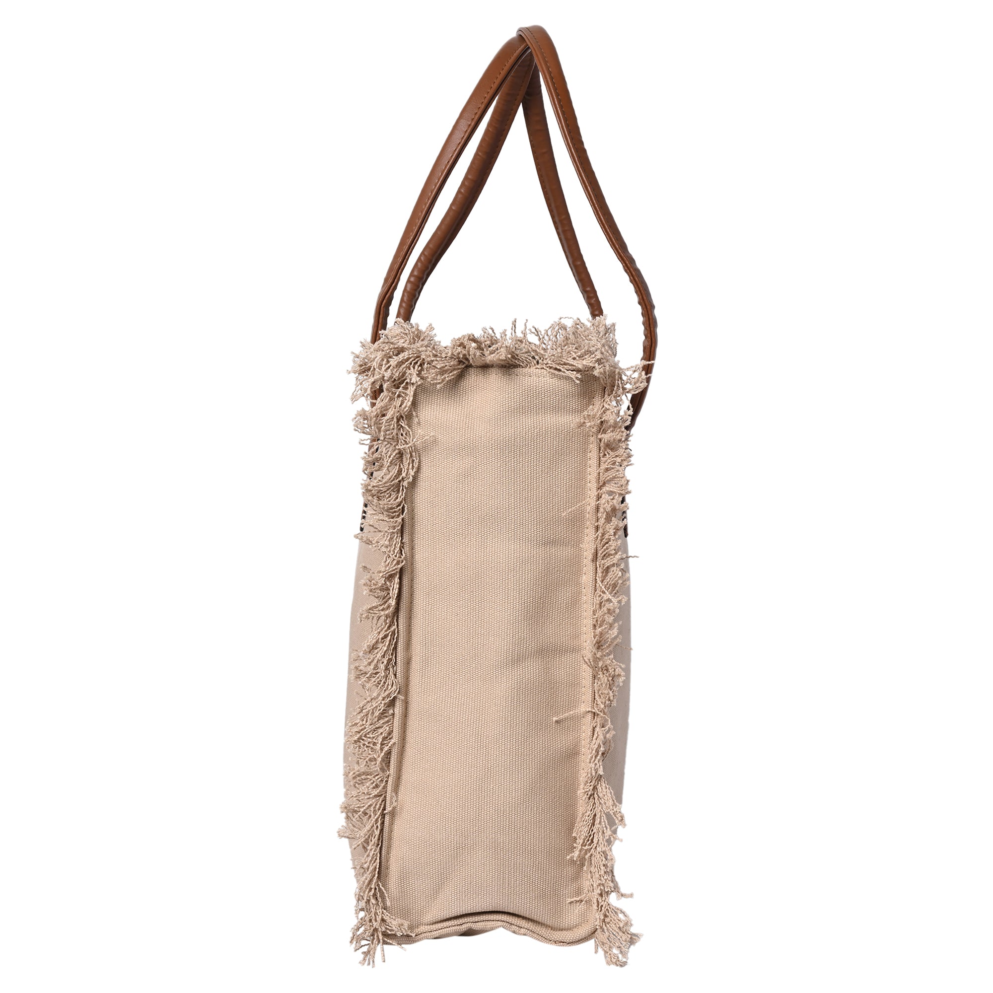 Ensac Women’s Premium Jacquard Fabric Bag | Easy to Carry & Everyday Use TOTE-CANVAS-BEIGE-BIG