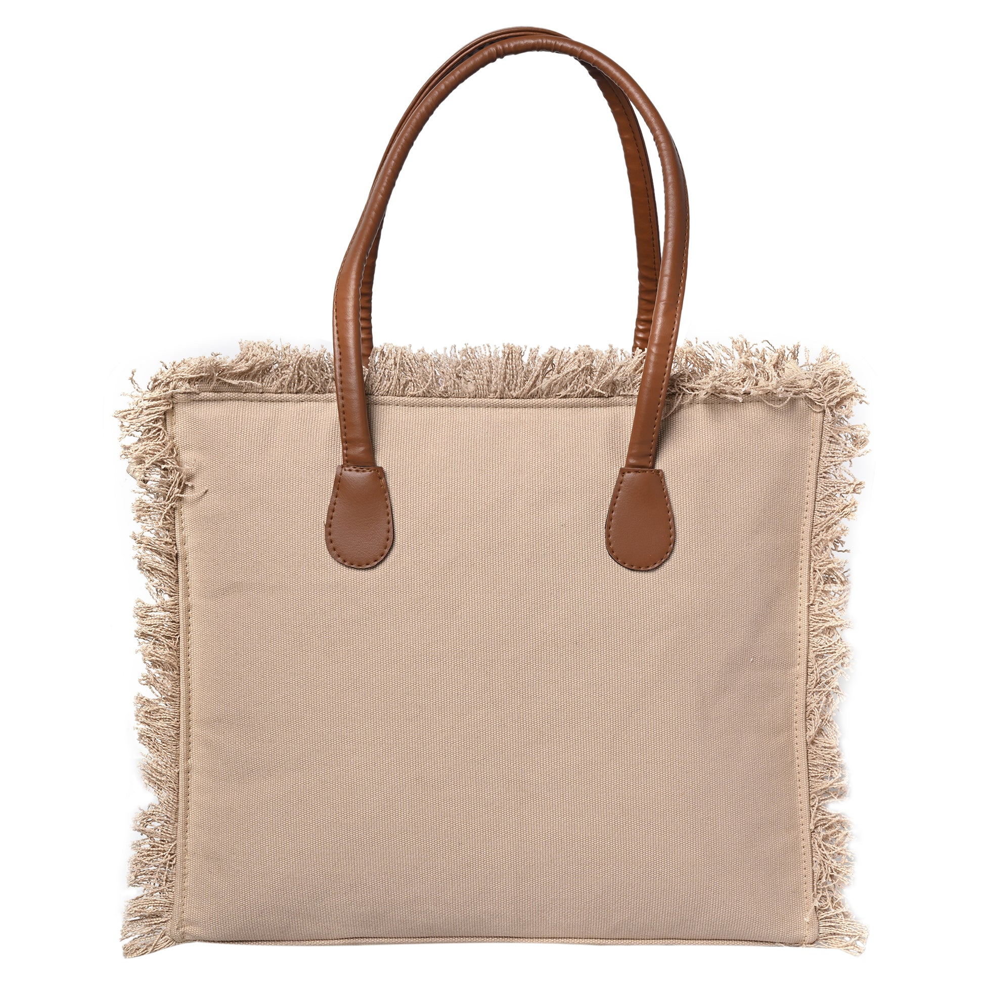 Ensac Women’s Premium Jacquard Fabric Bag | Easy to Carry & Everyday Use TOTE-CANVAS-BEIGE-BIG