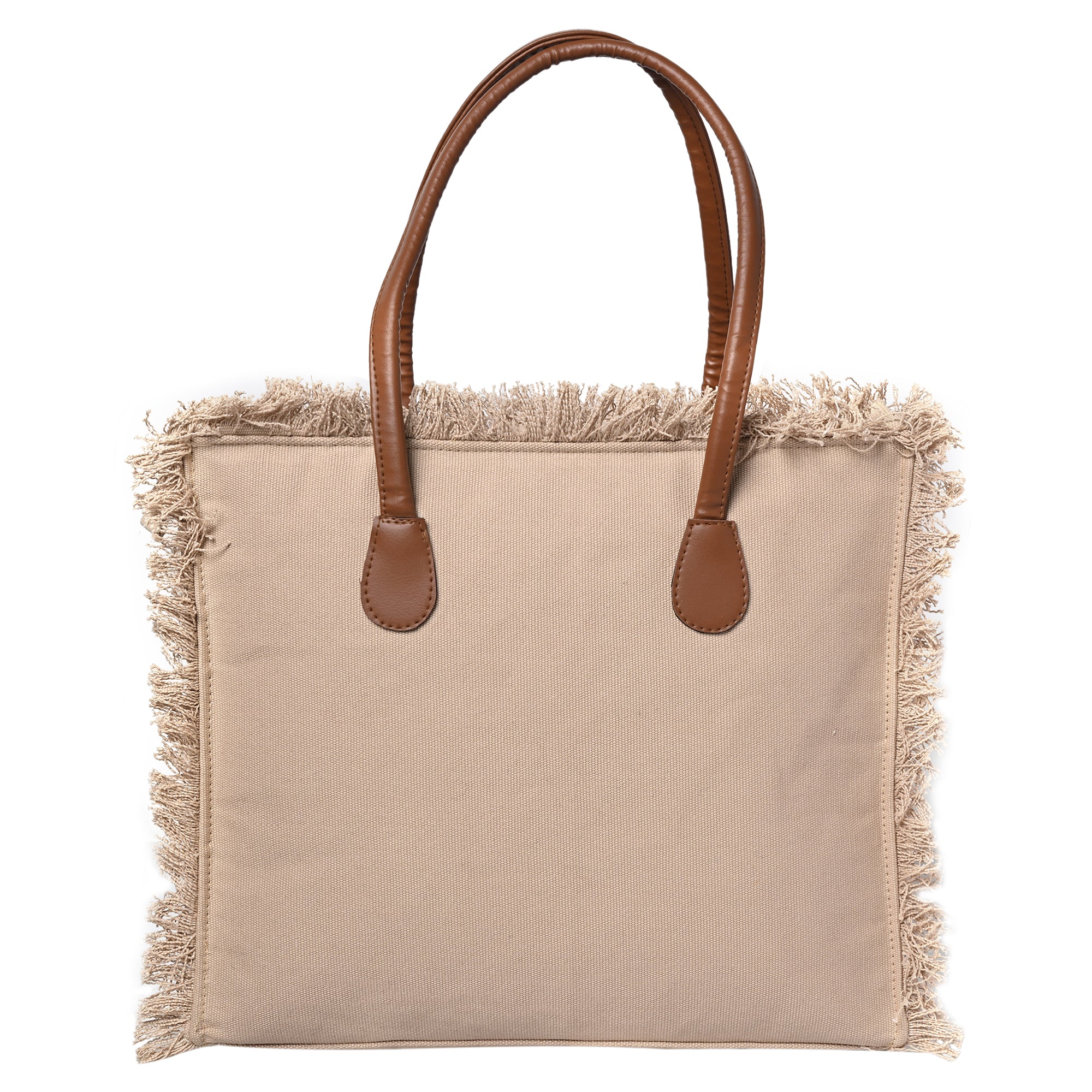 Ensac Women’s Premium Jacquard Fabric Bag | Easy to Carry & Everyday Use TOTE-CANVAS-BEIGE-BIG