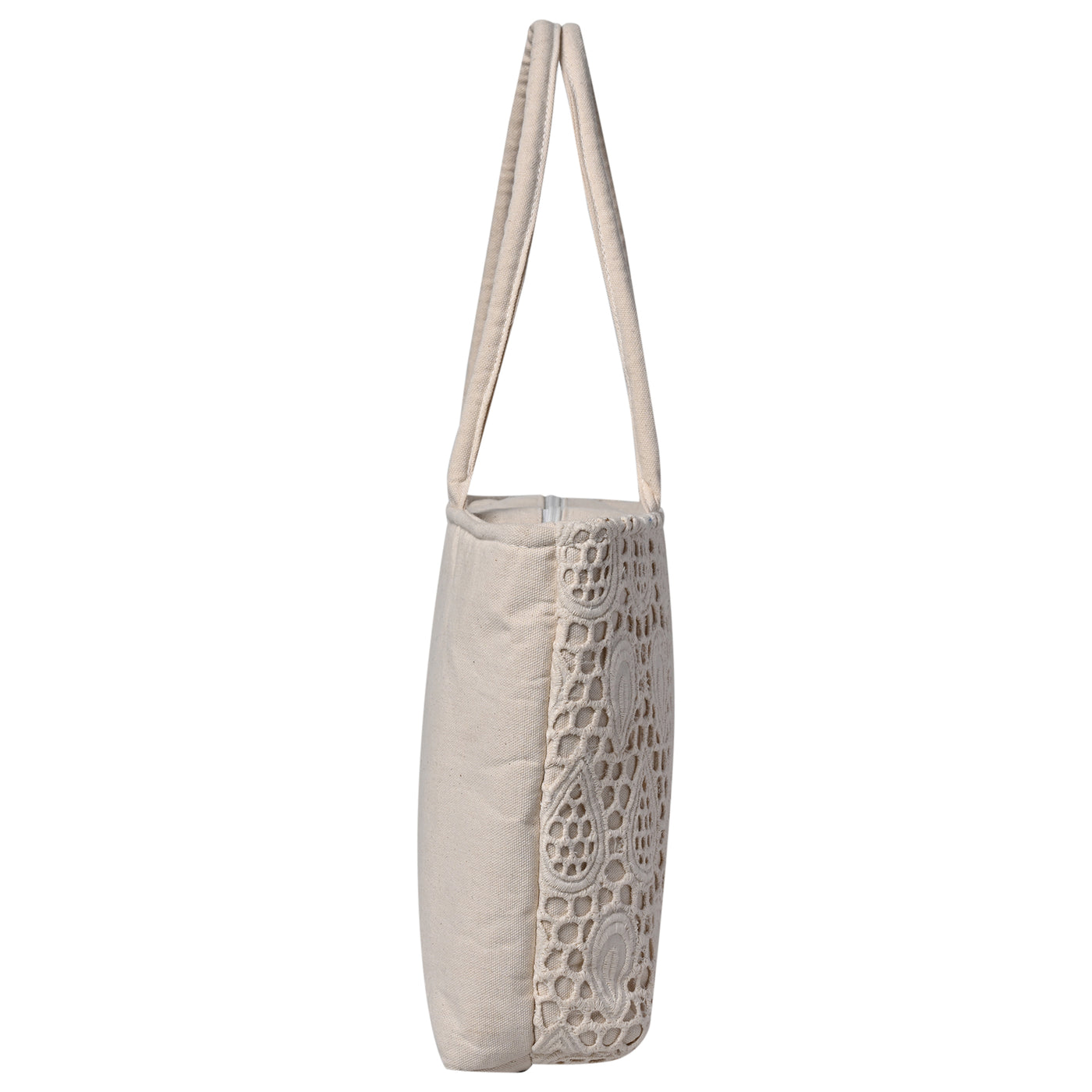 Ensac Women’s Jacquard Fabric Tote Bag | Fringe Style, Lightweight Feel & Must-Have Travel Pick TOTE-CUTWORK-SMALL