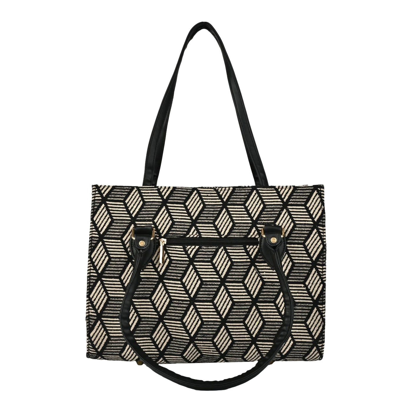 Ensac Women’s Premium Jacquard Fabric Bag | Easy to Carry & Everyday Use TOTE-KIARA-BLACK-DIAMOND