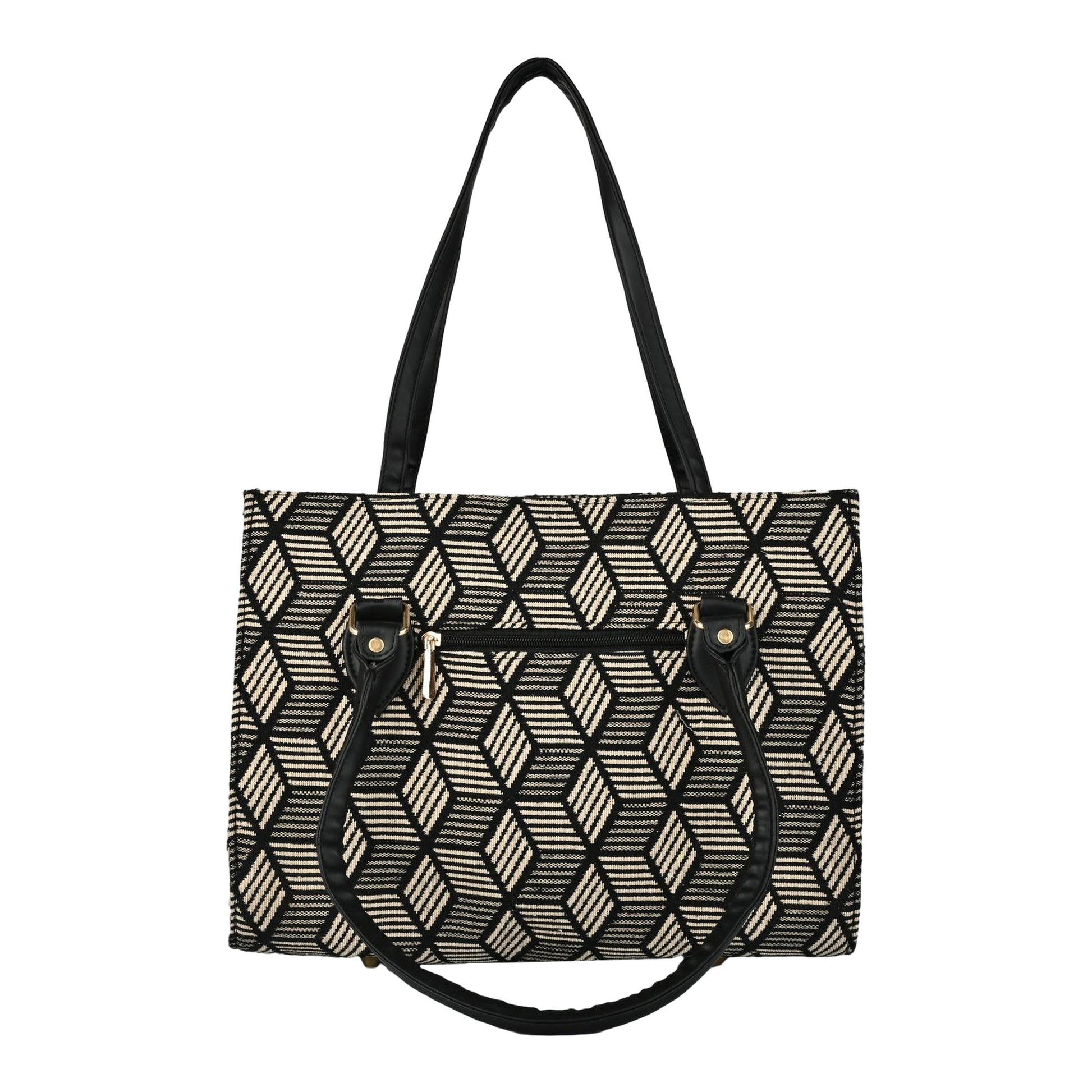 Ensac Women’s Premium Jacquard Fabric Bag | Easy to Carry & Everyday Use TOTE-KIARA-BLACK-DIAMOND