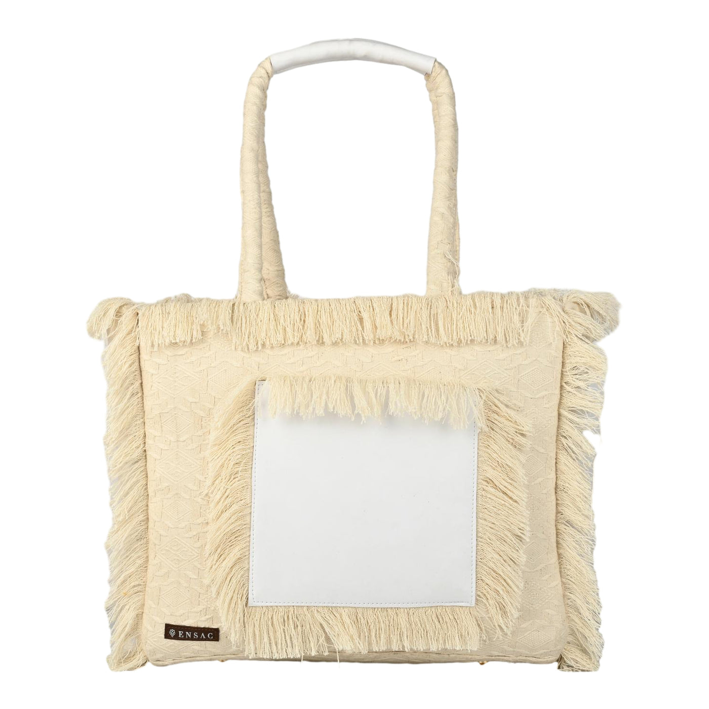 Ensac Women’s Tote Bag | Fringe Style, Lightweight Feel & Must-Have Travel Pick TOTE-LEATHER-WHITE BEAUTY-1