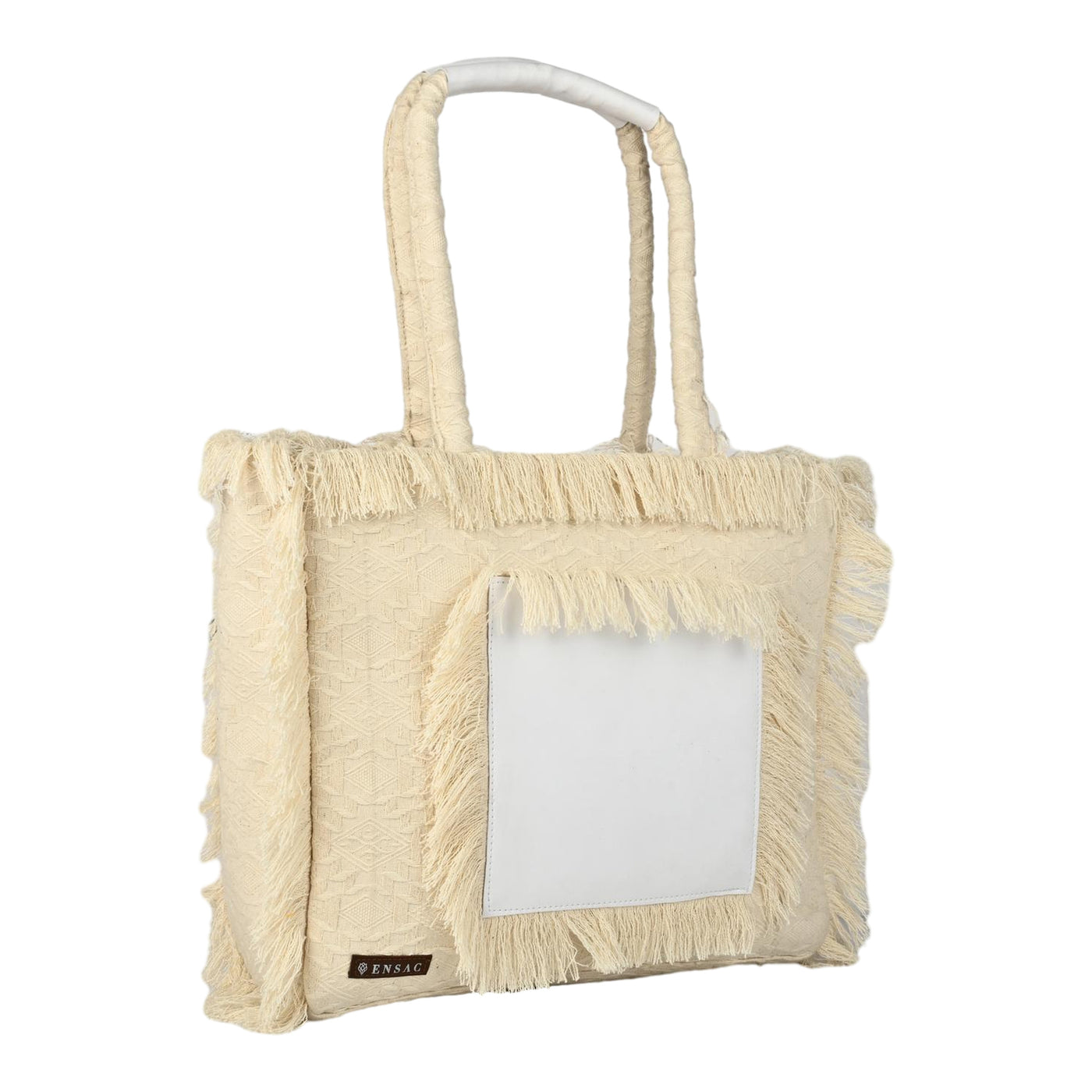 Ensac Women’s Tote Bag | Fringe Style, Lightweight Feel & Must-Have Travel Pick TOTE-LEATHER-WHITE BEAUTY-1