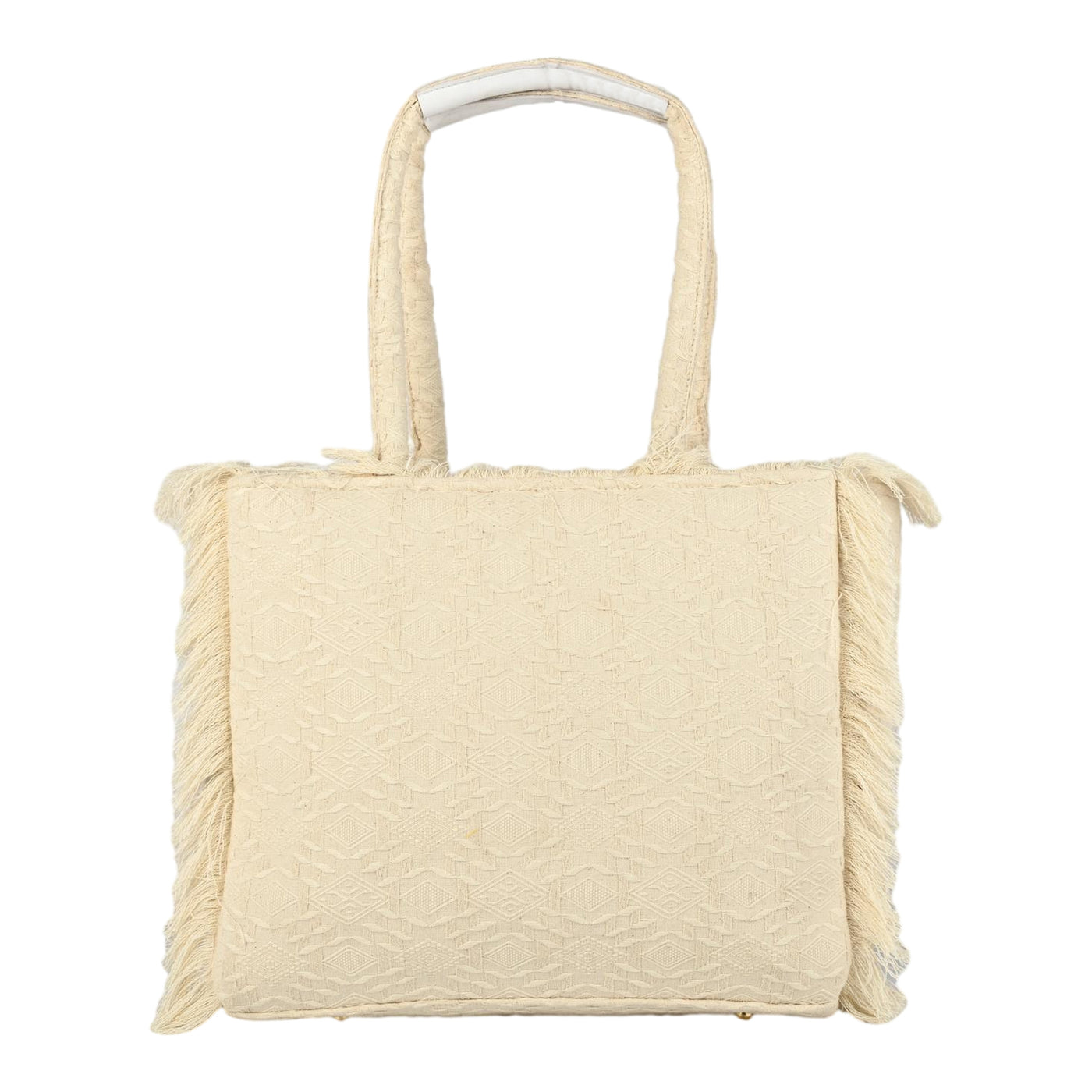 Ensac Women’s Tote Bag | Fringe Style, Lightweight Feel & Must-Have Travel Pick TOTE-LEATHER-WHITE BEAUTY-1