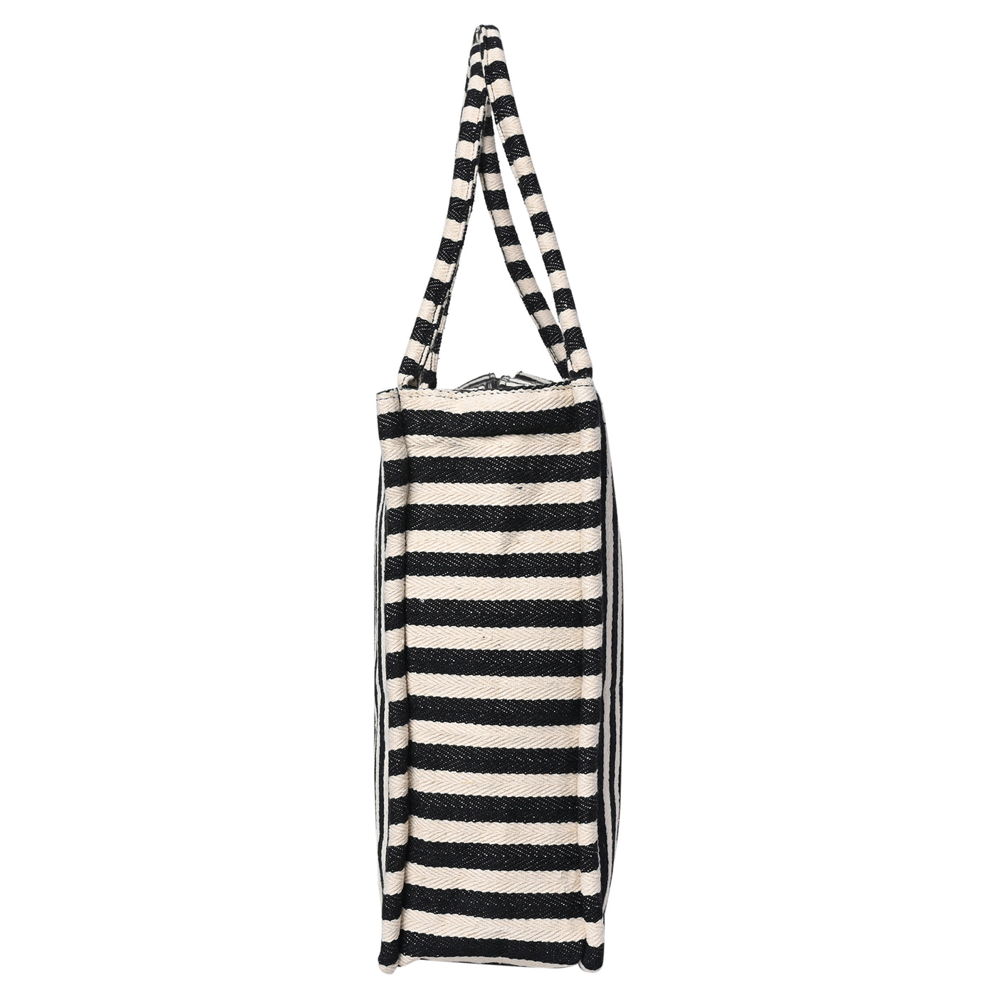 Ensac’s Tote-Bag Jacquard Tote bag for Women/Girls-TOTE-BLKSTRIPES-BIG