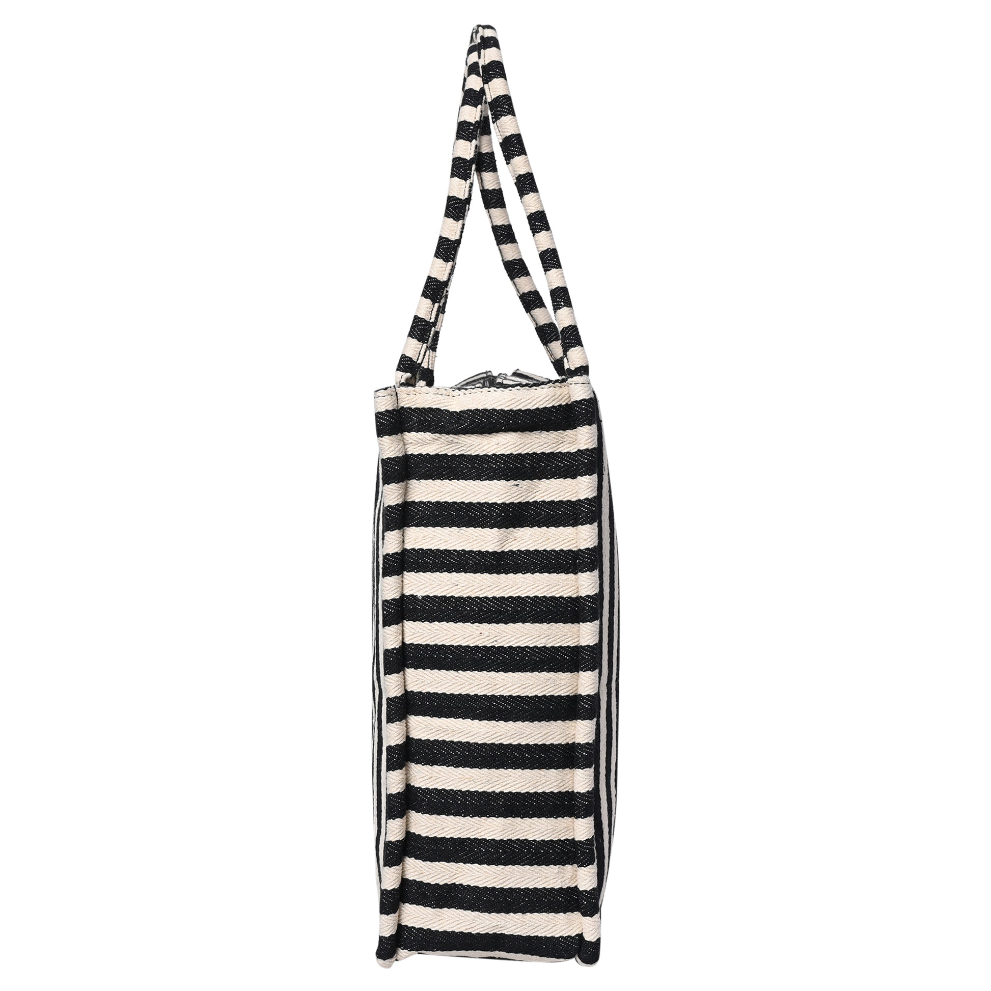 Ensac’s Tote-Bag Jacquard Tote bag for Women/Girls-TOTE-BLKSTRIPES-BIG