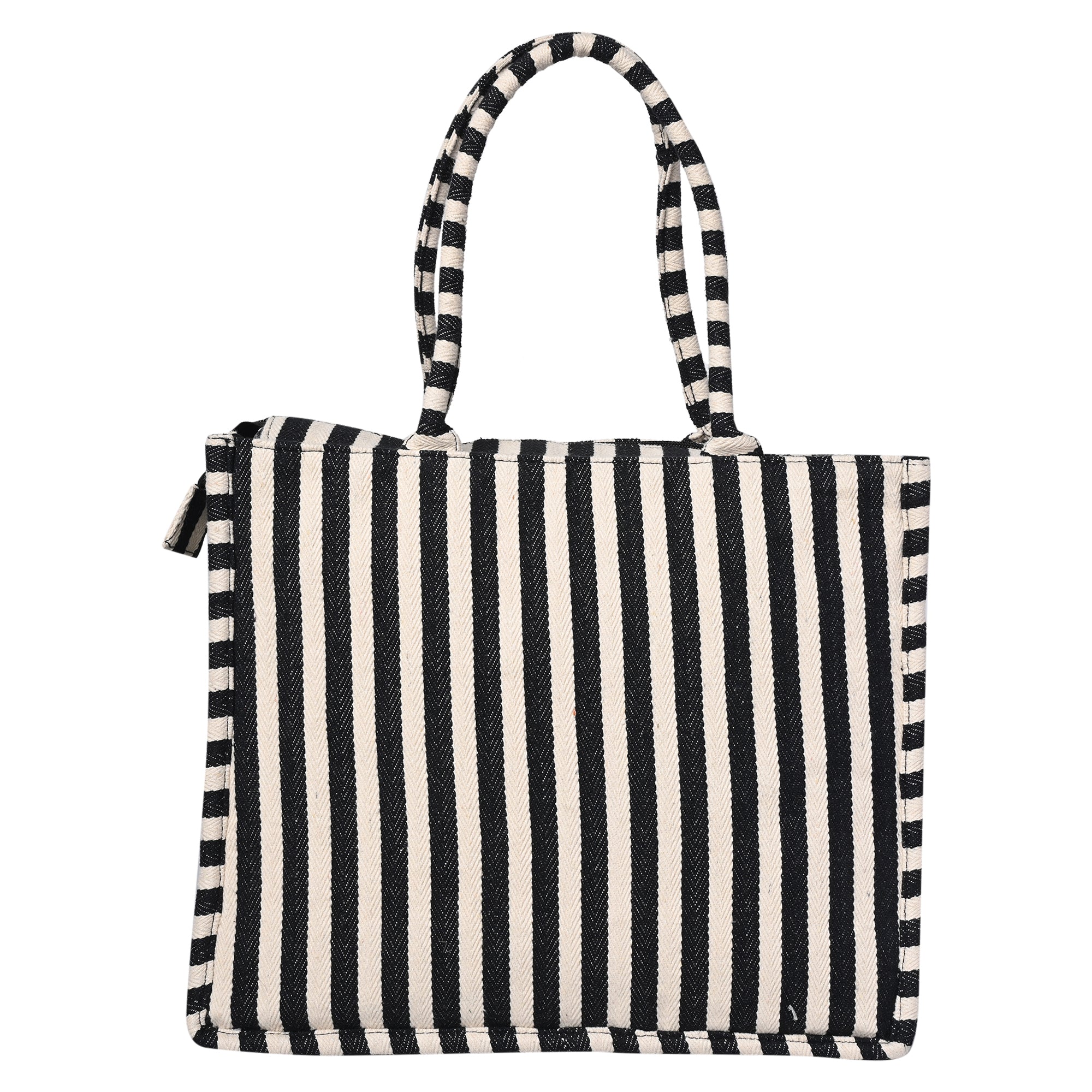 Ensac’s Tote-Bag Jacquard Tote bag for Women/Girls-TOTE-BLKSTRIPES-BIG