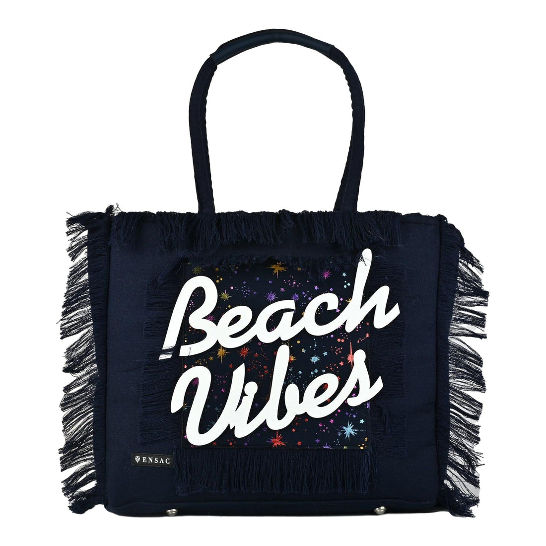 Ensac Women’s Heart Design Fringe Bag | Jacquard Fabric Carry Bag for Daily Style TOTE-LEATHER-BLUESTARS-BEACHVIBES