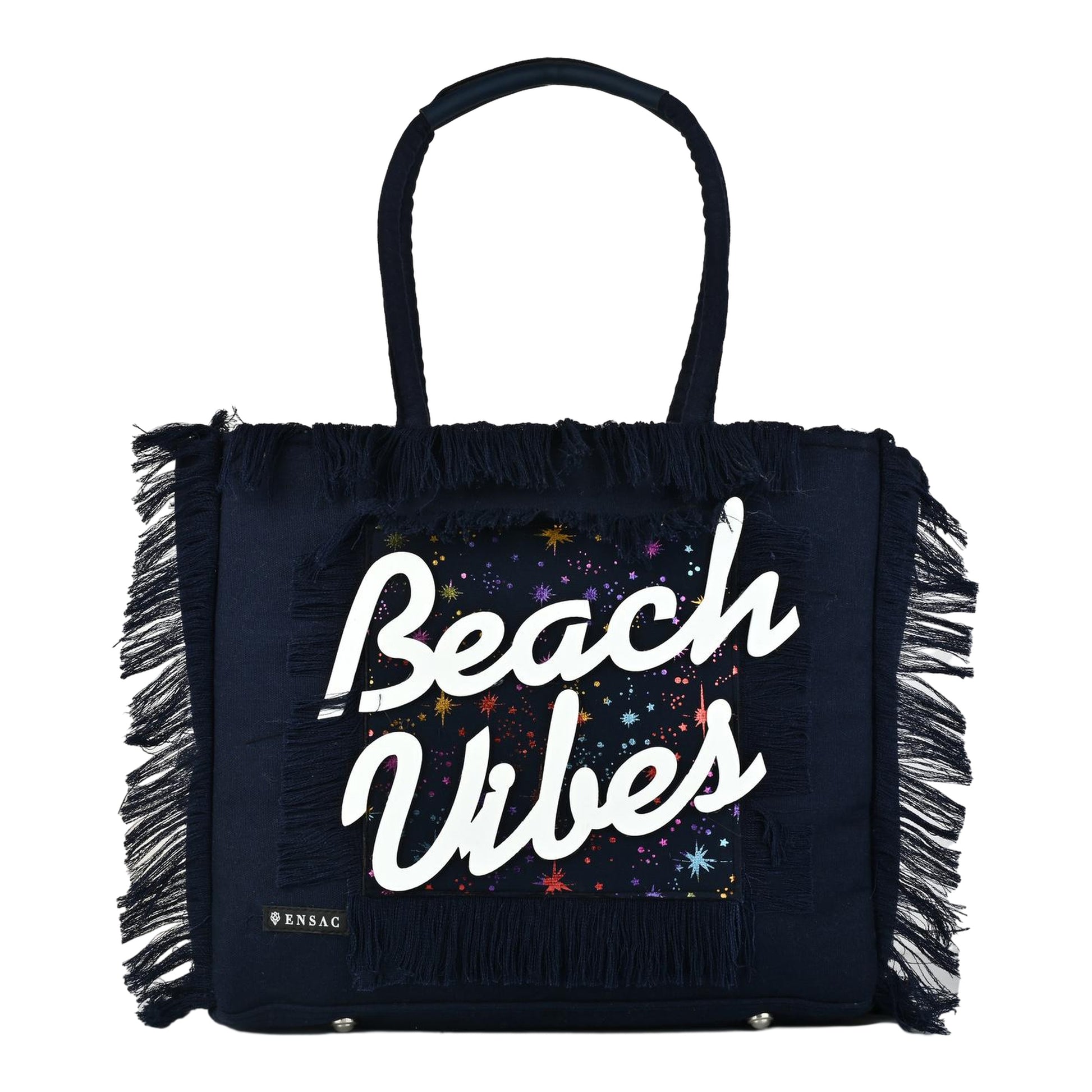 Ensac Women’s Heart Design Fringe Bag | Jacquard Fabric Carry Bag for Daily Style TOTE-LEATHER-BLUESTARS-BEACHVIBES