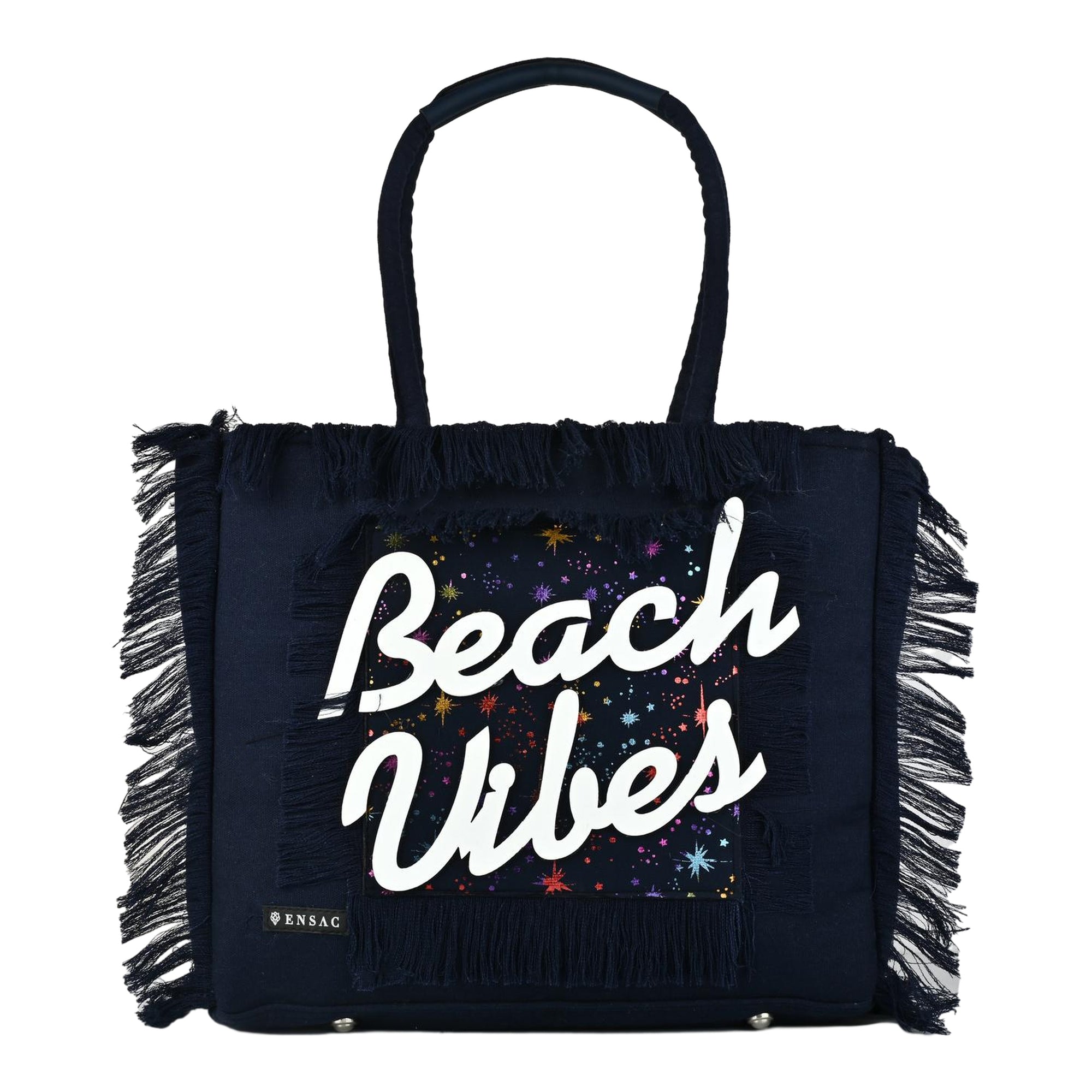 Ensac Women’s Heart Design Fringe Bag | Jacquard Fabric Carry Bag for Daily Style TOTE-LEATHER-BLUESTARS-BEACHVIBES