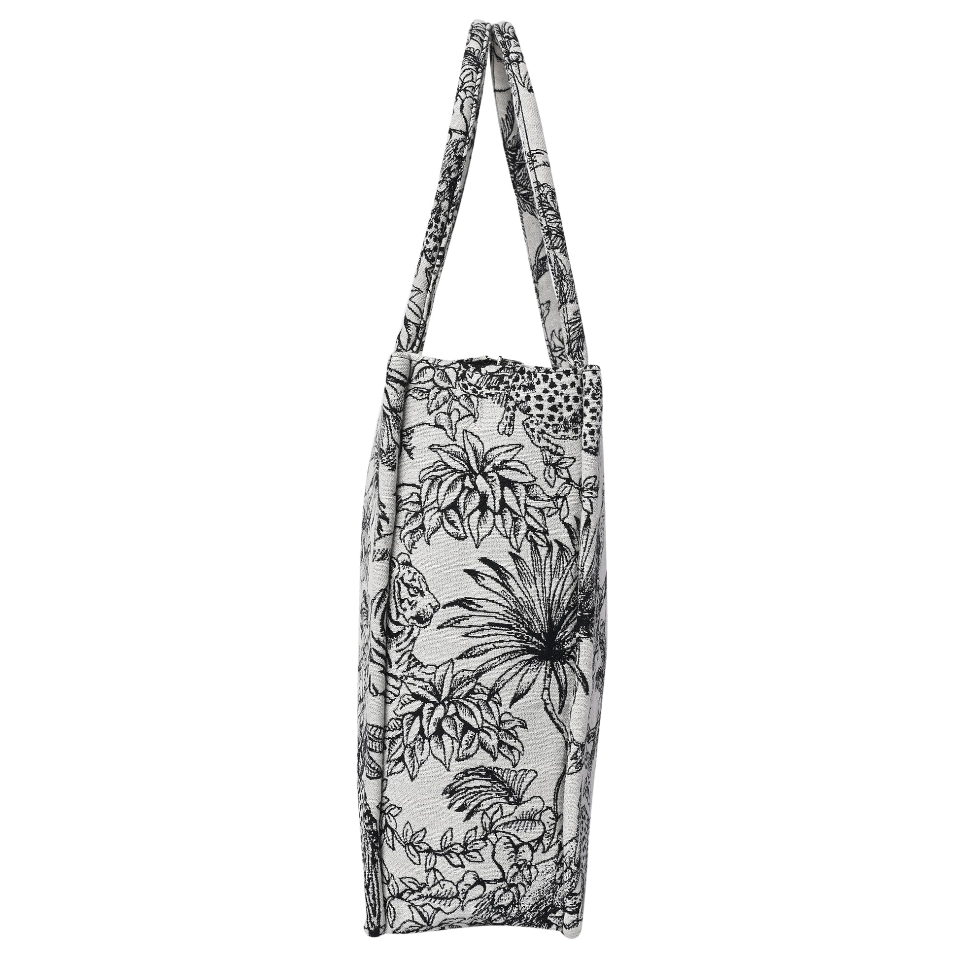 ENSAC Cotton Jacquard Forest Print Grey Black Tote bag for women & Girls
