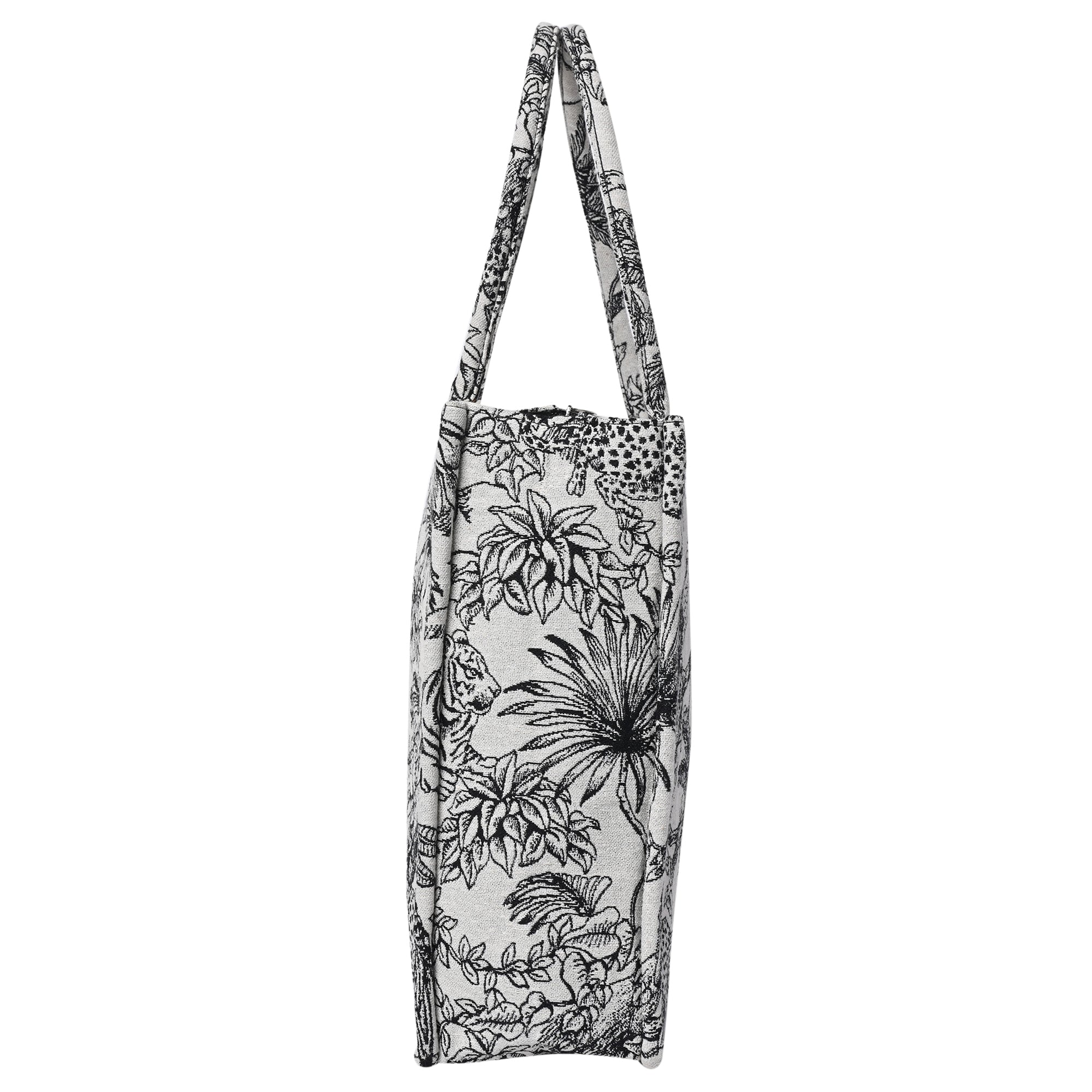 ENSAC Cotton Jacquard Forest Print Grey Black Tote bag for women & Girls