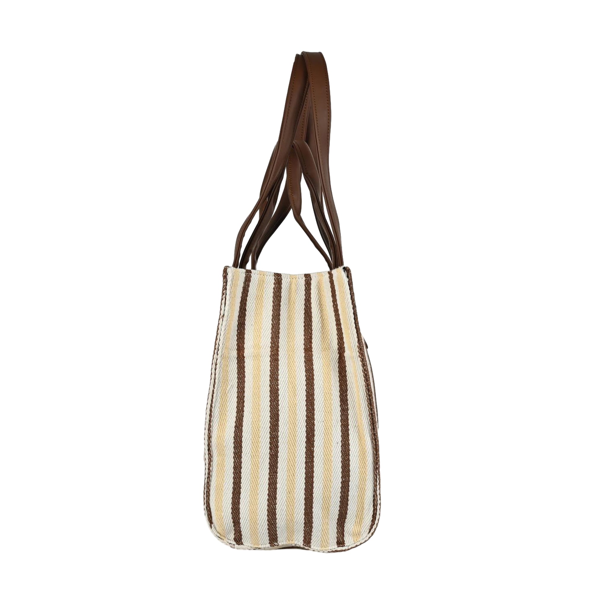 Ensac Jacquard Fabric Tote Bag | Diamond Pattern, Easy to Carry & Spacious Design TOTE-KIARA-YELLOWSTRIPES-1