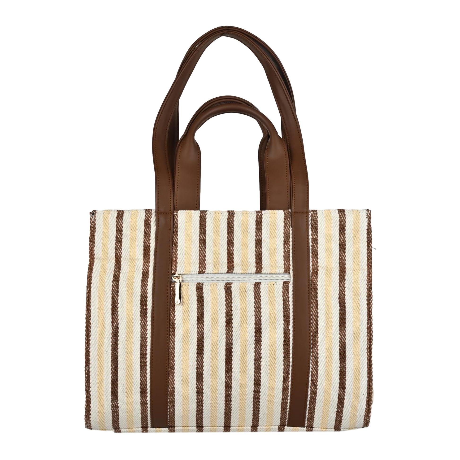 Ensac Jacquard Fabric Tote Bag | Diamond Pattern, Easy to Carry & Spacious Design TOTE-KIARA-YELLOWSTRIPES-1