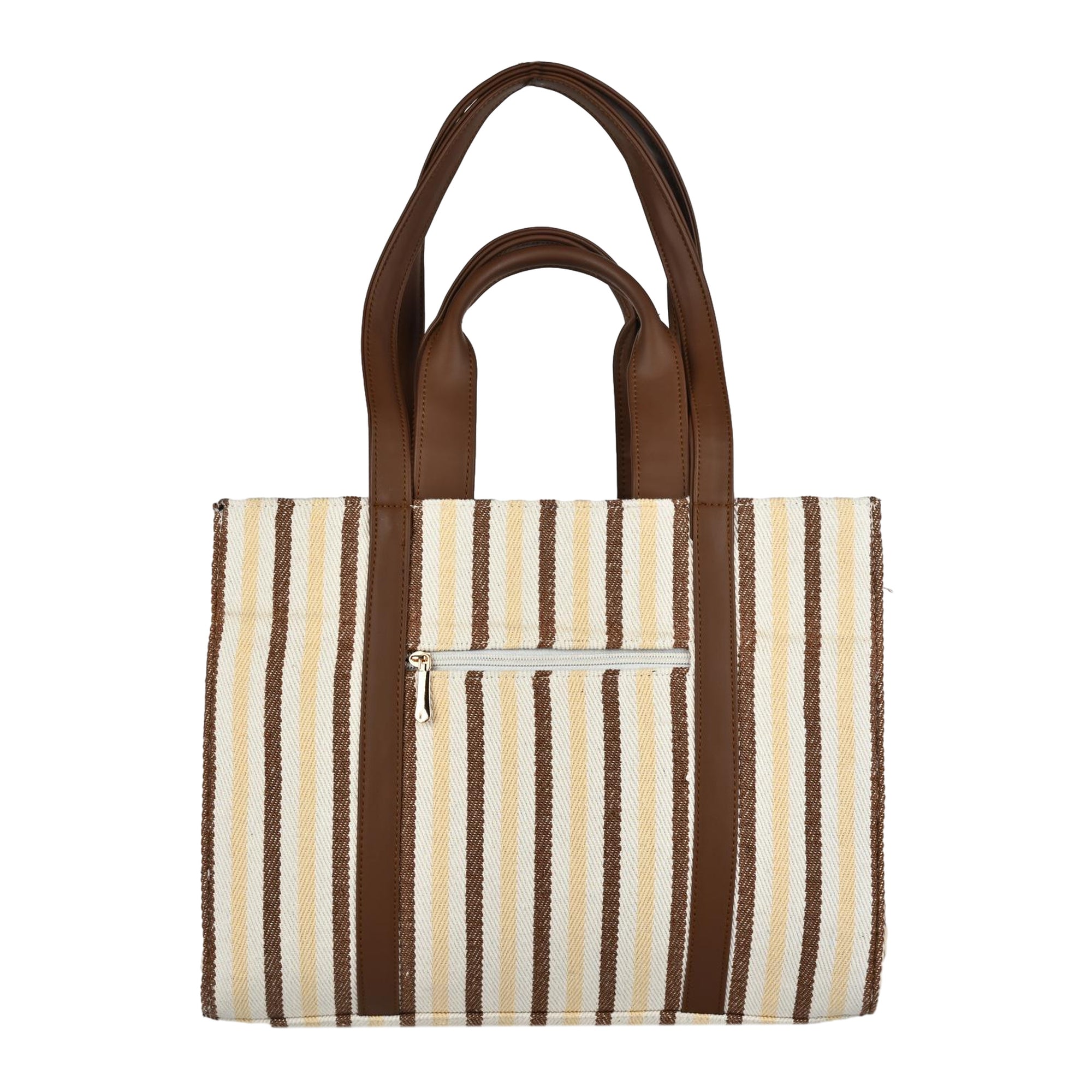 Ensac Jacquard Fabric Tote Bag | Diamond Pattern, Easy to Carry & Spacious Design TOTE-KIARA-YELLOWSTRIPES-1