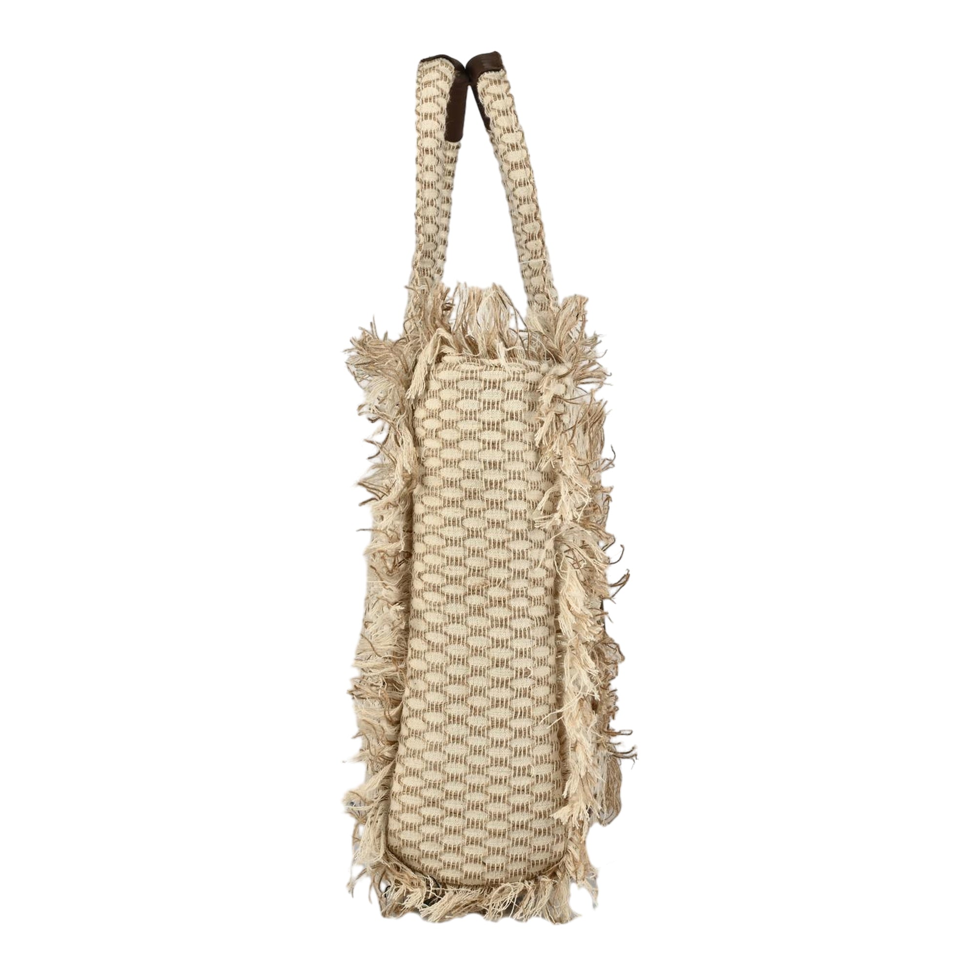 Ensac Women’s Premium Jacquard Fabric Bag | Easy to Carry & Everyday Use TOTE-LEATHER-JUTEBRN-1
