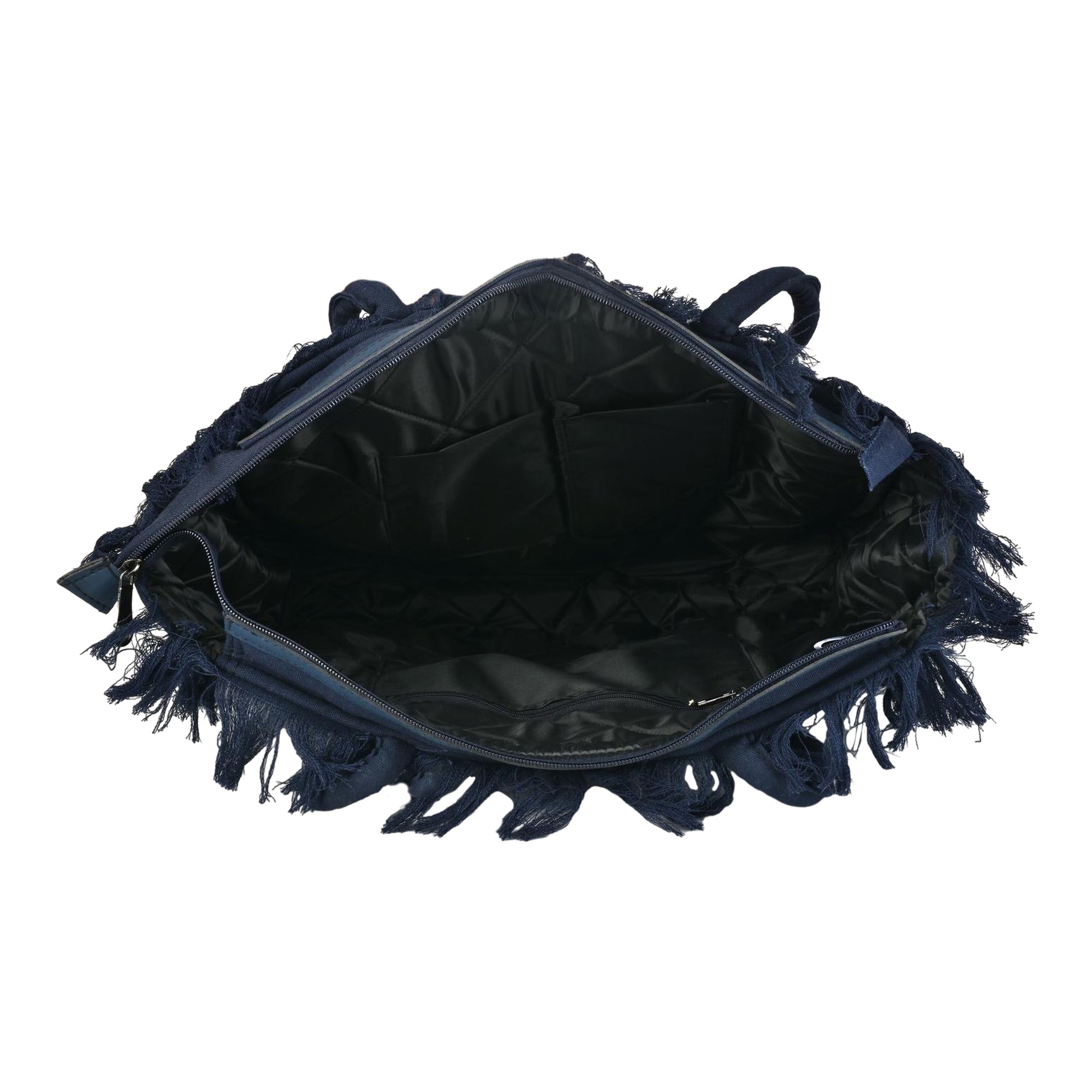 Ensac Women’s Heart Design Fringe Bag | Jacquard Fabric Carry Bag for Daily Style TOTE-LEATHER-BLUESTARS-BEACHVIBES