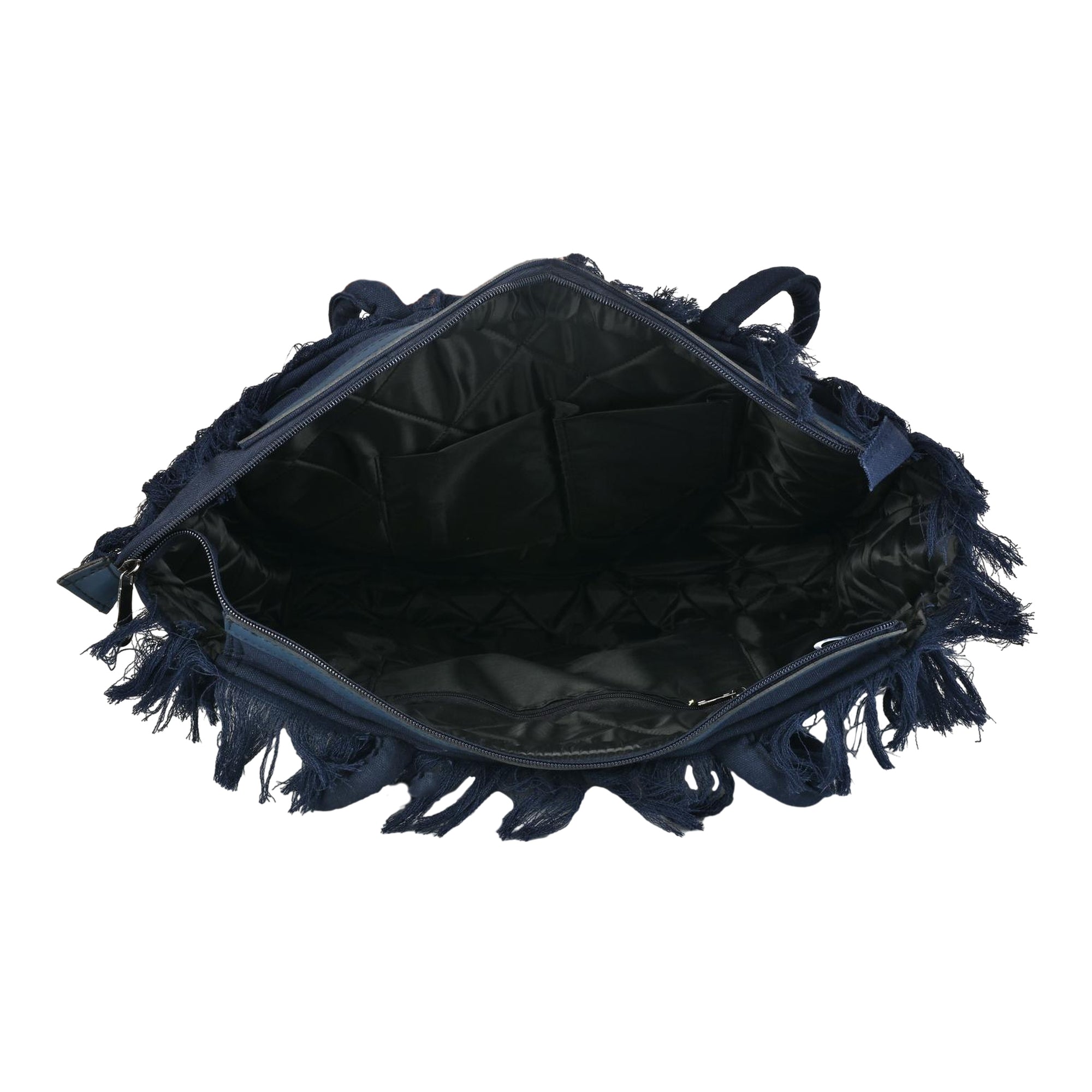 Ensac Women’s Heart Design Fringe Bag | Jacquard Fabric Carry Bag for Daily Style TOTE-LEATHER-BLUESTARS-BEACHVIBES