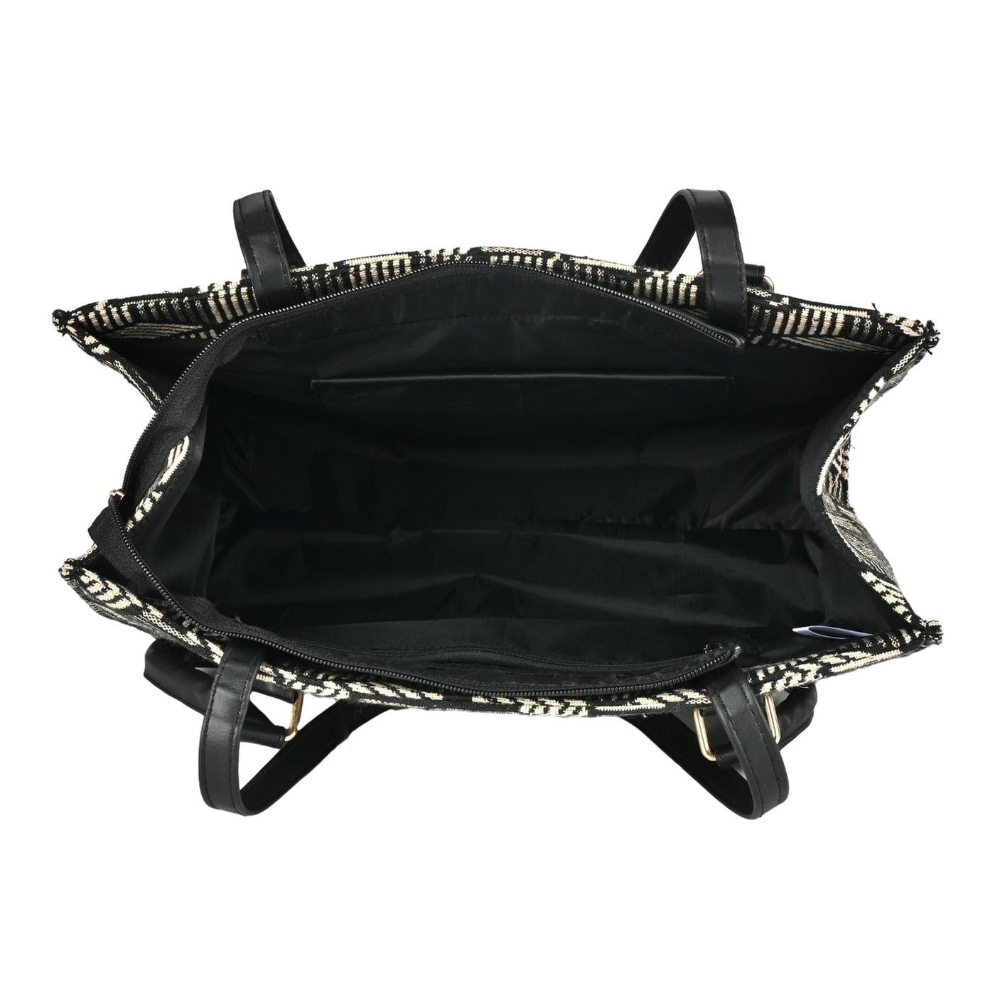 Ensac Women’s Premium Jacquard Fabric Bag | Easy to Carry & Everyday Use TOTE-KIARA-BLACK-DIAMOND