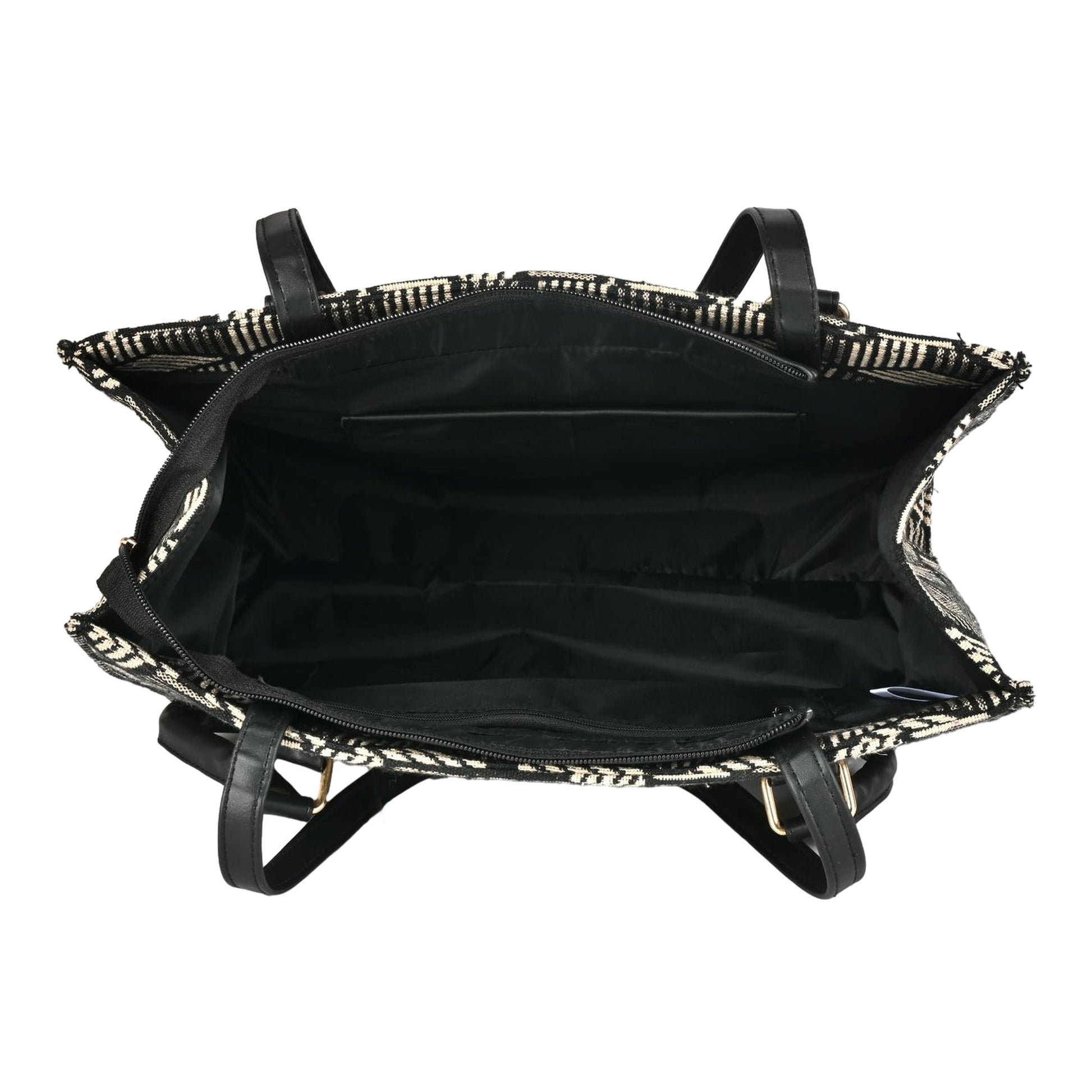 Ensac Women’s Premium Jacquard Fabric Bag | Easy to Carry & Everyday Use TOTE-KIARA-BLACK-DIAMOND